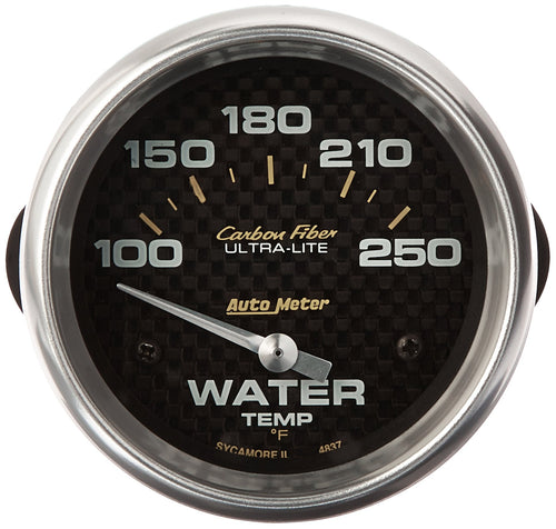 AUTO METER Carbon Fiber 4837 Electric Water Temperature Gauge , 2 5/8"