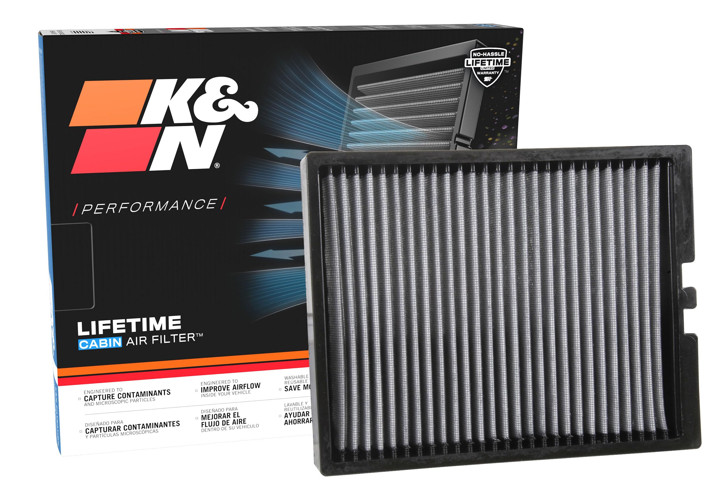 Cabin Air Filter K&N LIFETIME: Premium, Washable, Clean Air for your Cabin: Compatible with 2014-2109 KIA: Soul, VF1017