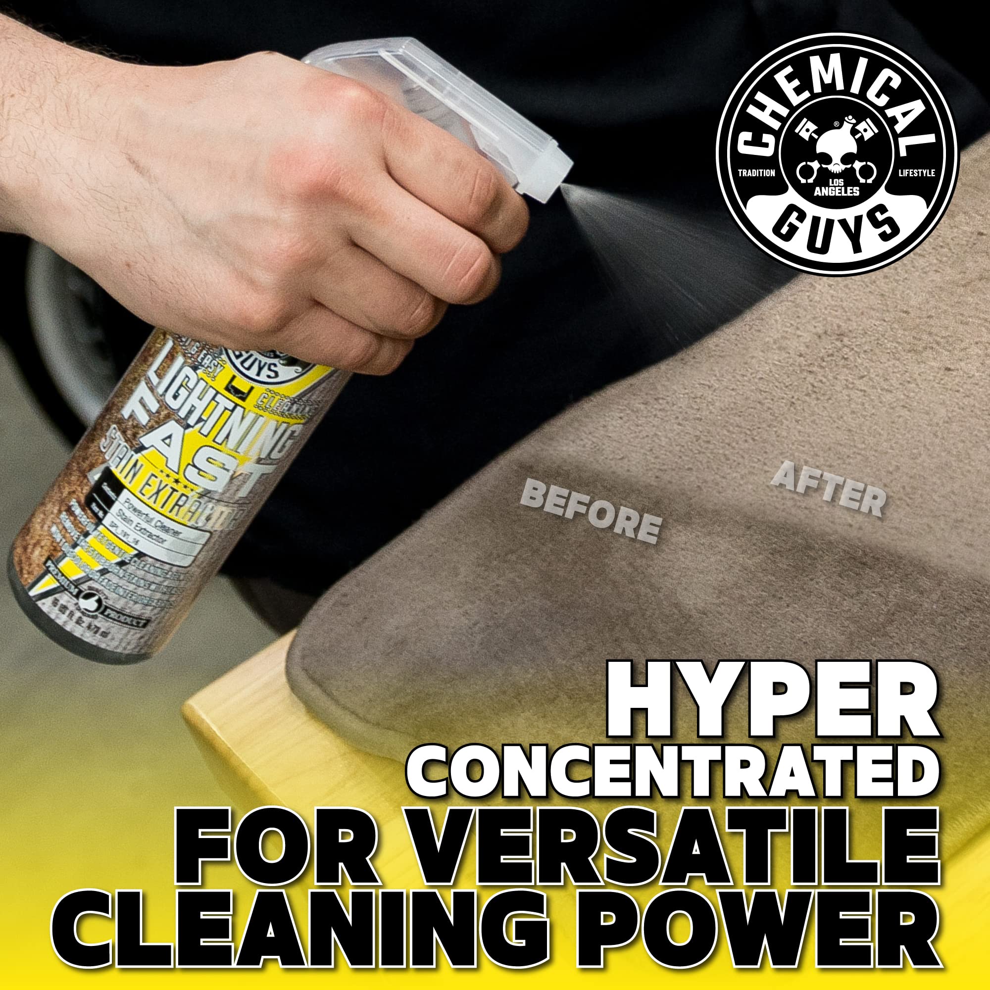 Chemical Guys Carpet and Upholstery Stain Extractor Lightning Fast - Chemical Guys Carpet Cleaner, Great for Fabric, Upholstery, Cars, Home, Office, Furniture, and More, Fresh Scent - 16 oz