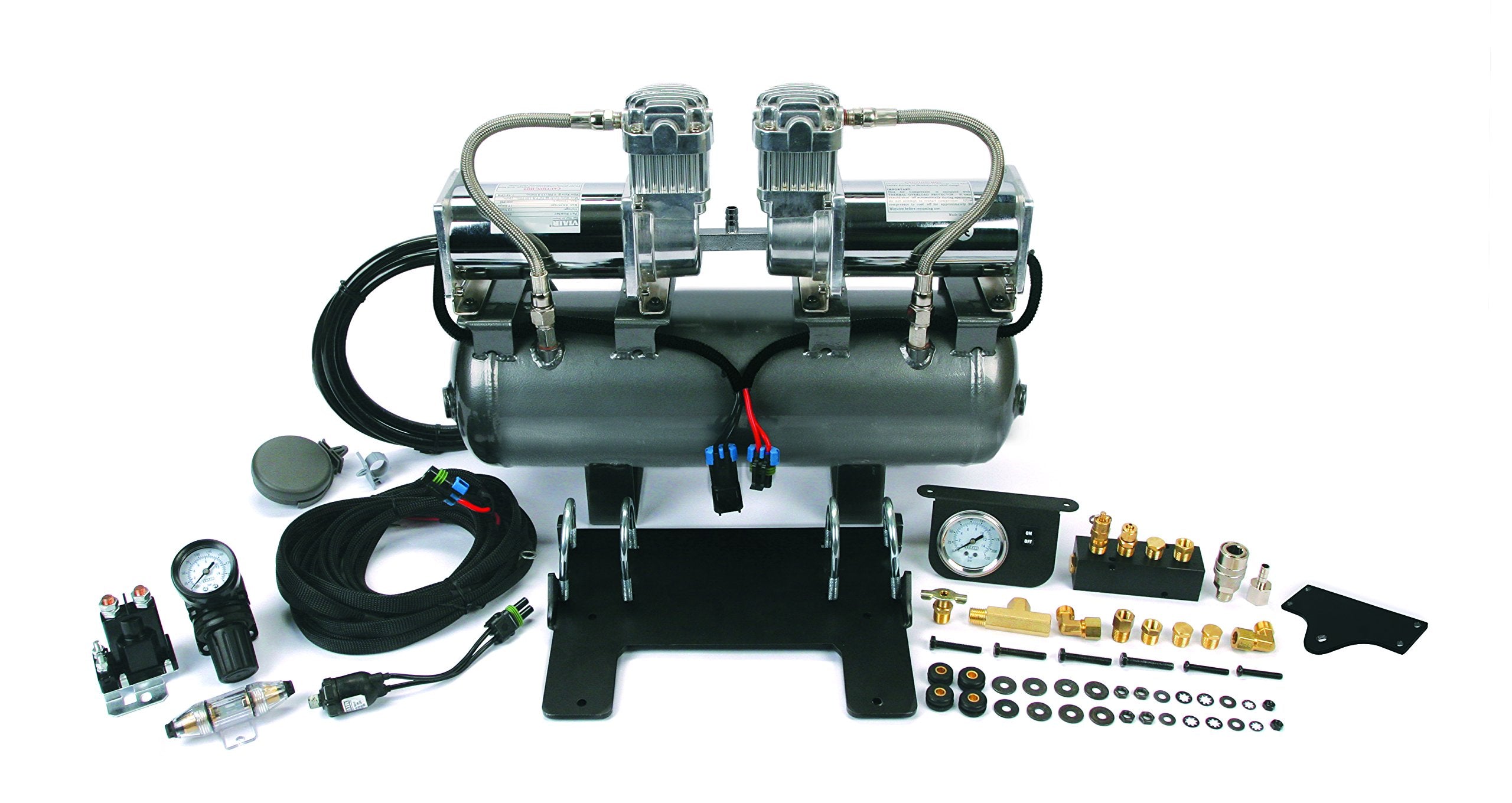 VIAIR 30005 2 On 2's High Pressure 200 PSI with Crossmember Bracket (JK (2007 ~ 2011, Two 380C's On 2.0 Gal. Tank), Gray