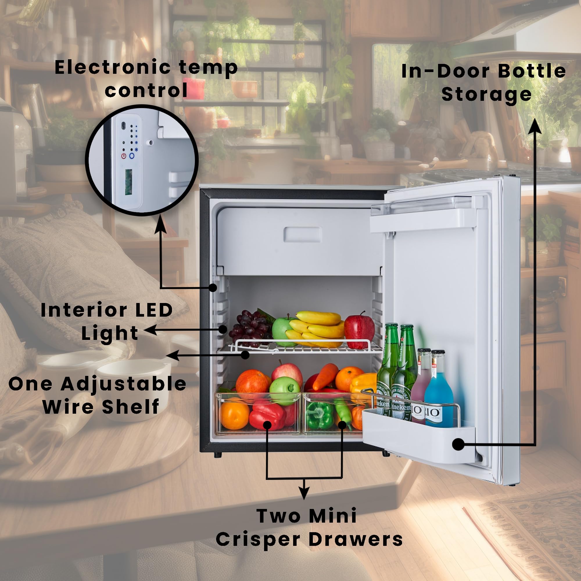 12V/DC Equator Mini-Fridge Freezer 2.8cf Silver for RV BOAT OFF-GRID