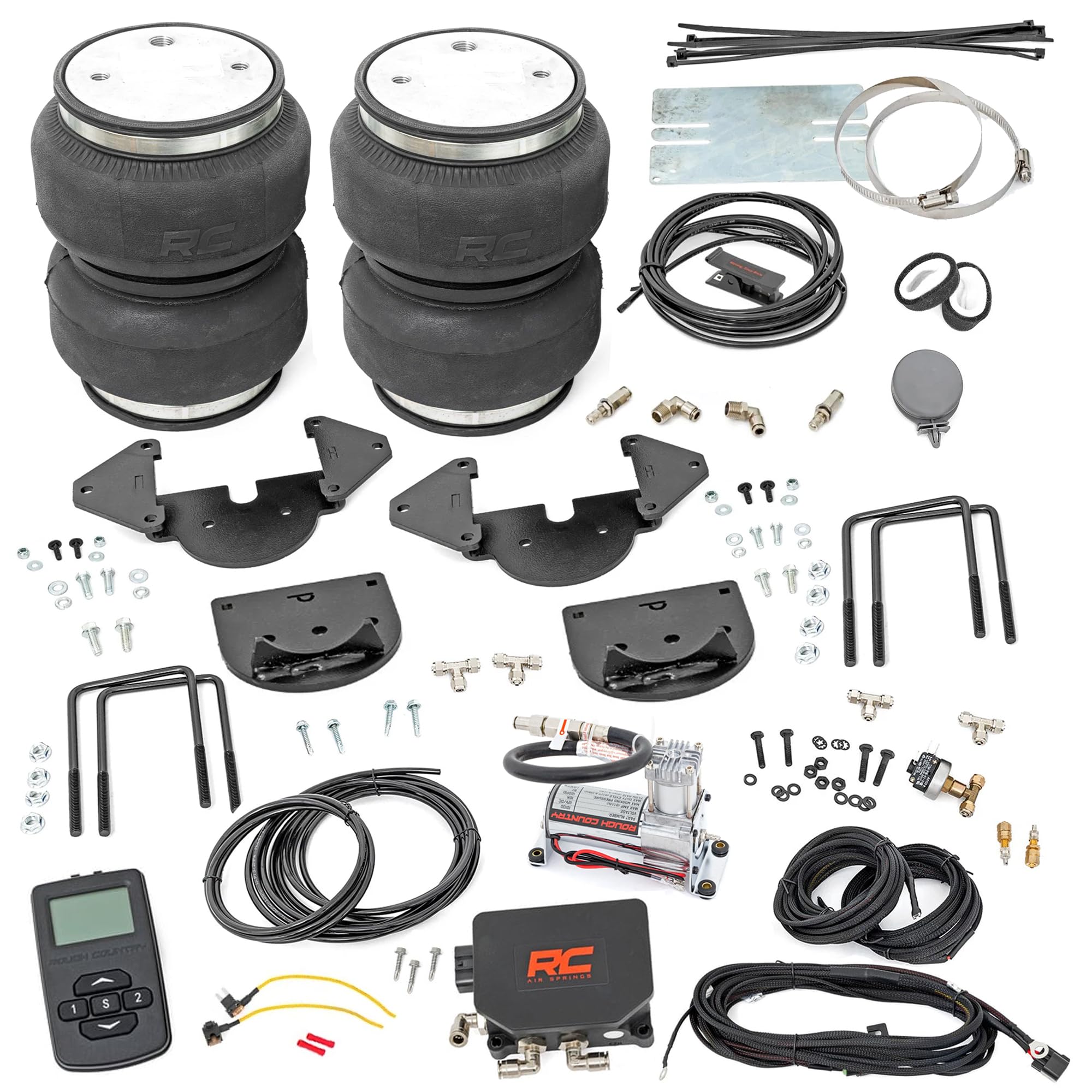 Rough Country Suspension Kit Air Bags with Compressor & Remote for Chevy Silverado & GMC Sierra 1500 (2019-2025) - Airbags for Trucks w/Stock Lift