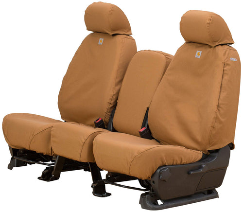Covercraft Custom Carhartt SeatSaver Seat Covers for 2019-2026 Chevrolet Silverado/GMC Sierra 1500, 2020-2026 2500/3500-1st Row 40/20/40 Bench Seat, Duck Weave Brown