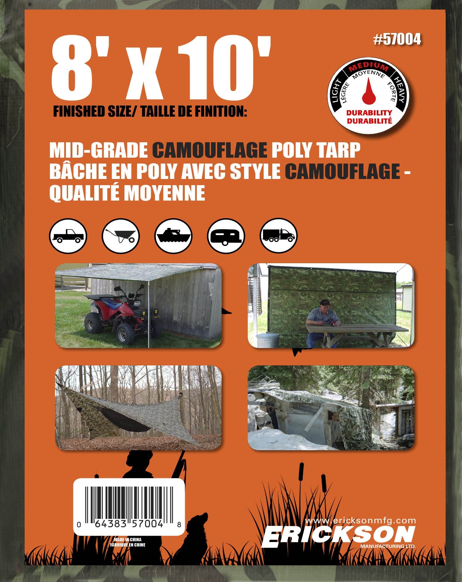 Camo Erickson 57004 Mid Grade Poly Tarp, 8' x 10', 1 Pack