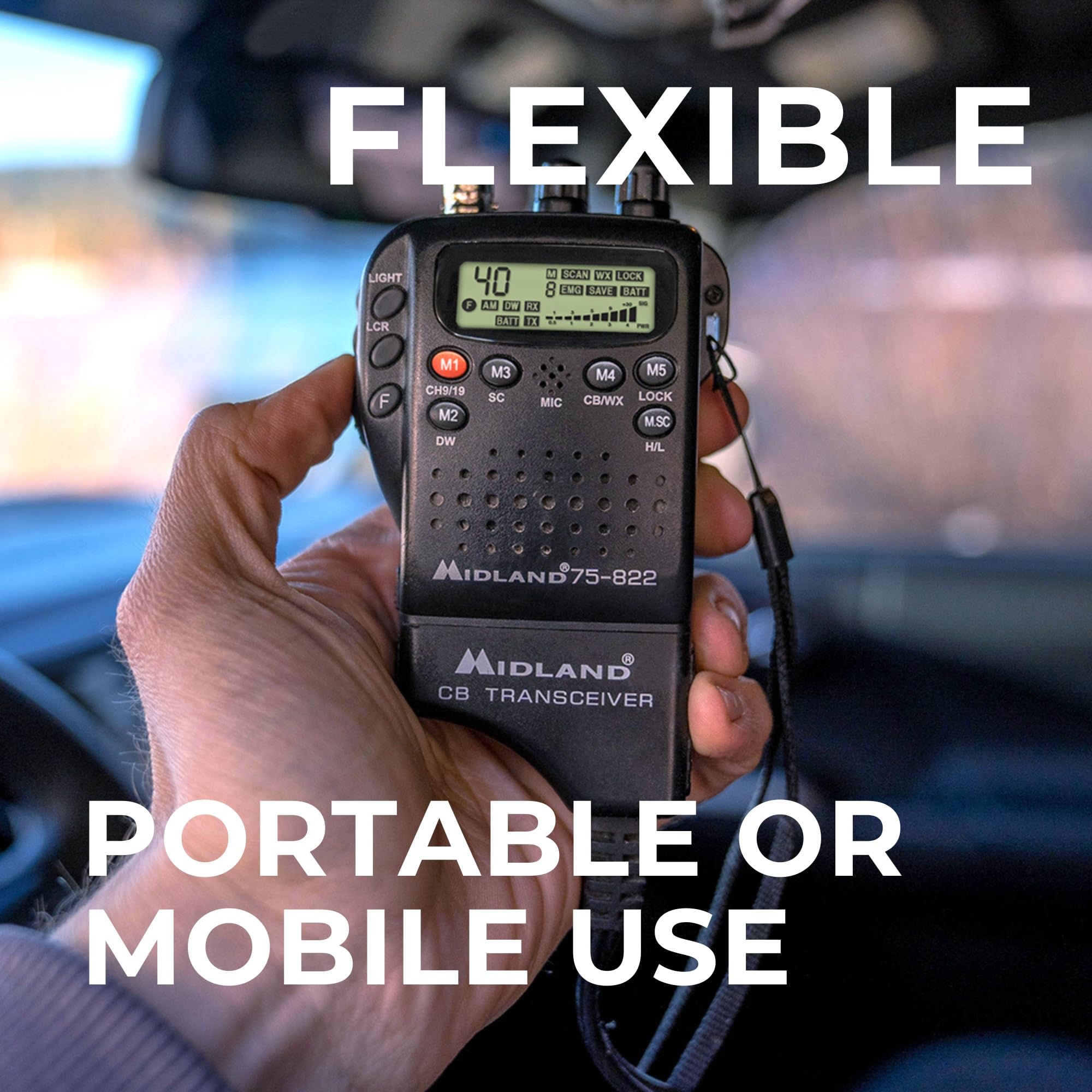 Midland Handheld 75-822 CB Radio & Mobile CB Radio – Walkie Talkie with 40 Channels, NOAA Weather Alerts, Long Range, Compatible with CB Antennas