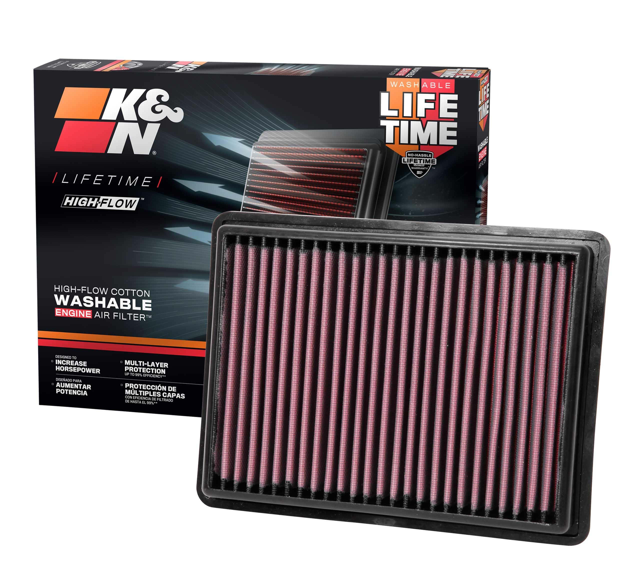 K&N Original High-Flow Lifetime Engine Air Filter: Increase Power: Premium, Washable: Compatible with 2017-2026 Chevrolet/GMC: Equinox, Terrain, 33-5069