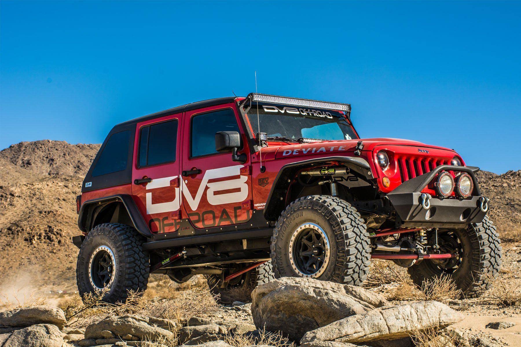 Fender Flare Set DV8 Offroad | fits 2007-2018 Jeep Wrangler JK | Steel Construction | Flat Top Design | Tubular Edge | Complete Set of 4