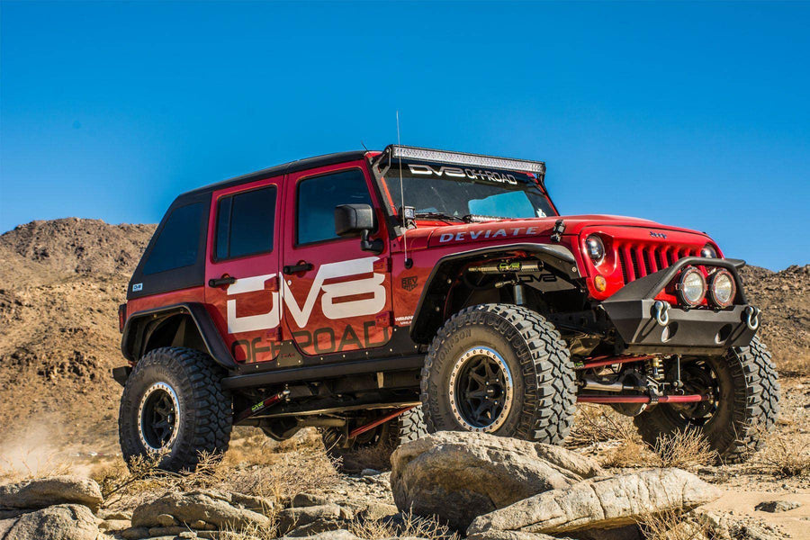 Fender Flare Set DV8 Offroad | fits 2007-2018 Jeep Wrangler JK | Steel Construction | Flat Top Design | Tubular Edge | Complete Set of 4
