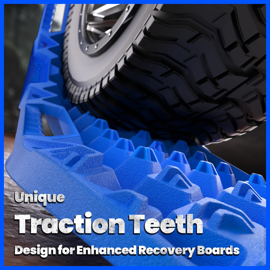 Tyger Auto Off-Road Topo Recovery Boards | Jack Lift Compatible | Extra Wide | Emergency Rescue on Mud, Snow, Sand for Trucks SUV | Tire Wheel Traction Mat Ramp Pads | Pair Set | Blue | TG-RD2U22235