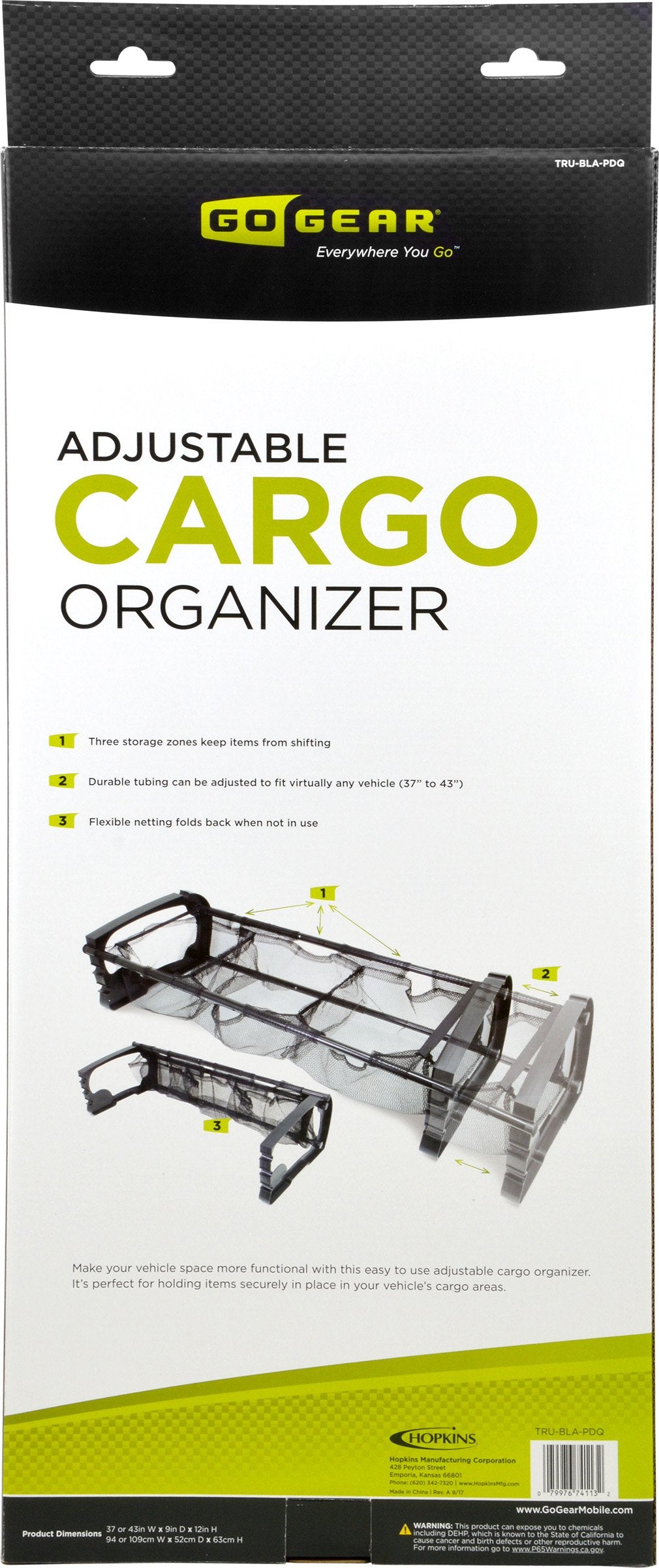 TRU-BLA-PDQ Go Gear Storagemaster Cargo Organizer, (Black)