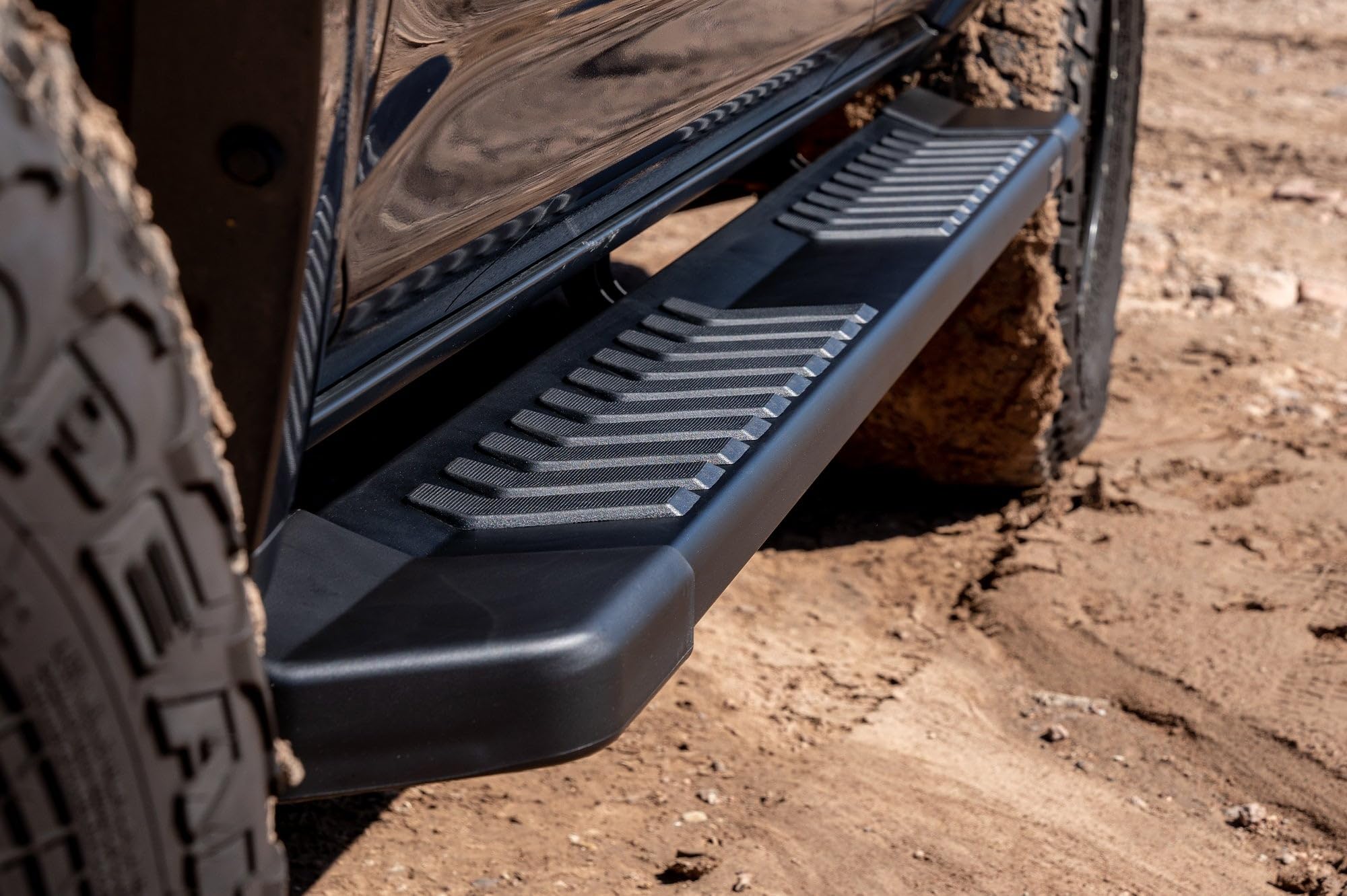 Raptor Series Running Boards 6in Steps OEM Style Black Aluminum Compatible with 2010-2024 4Runner Without Lower Door Cladding/Trim