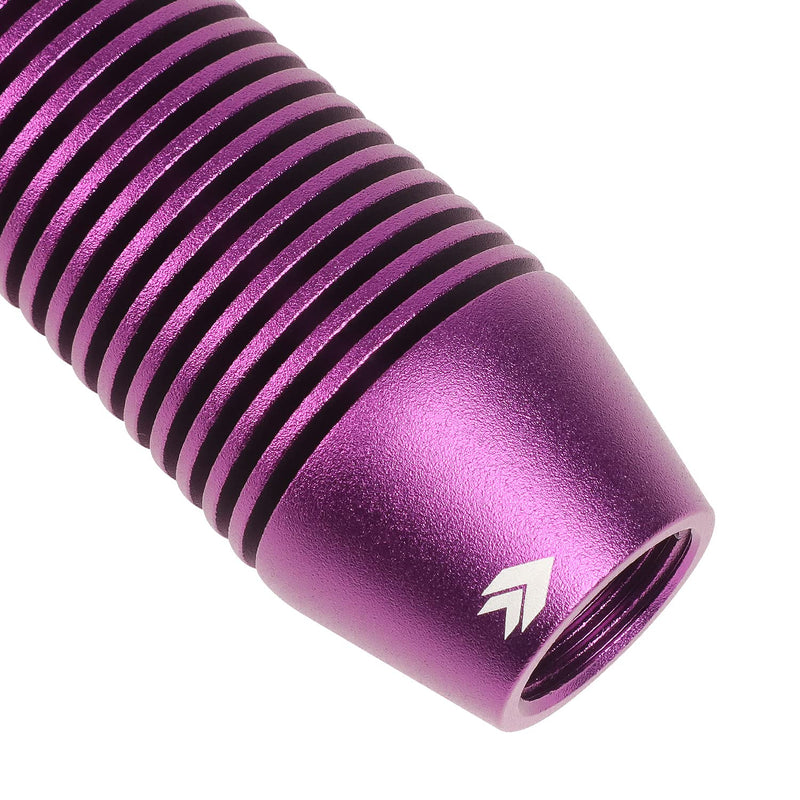 NRG Innovations Universal Aluminum SK-710PP Shift Knob with Thread Adapters, Heatsink Style Long Curvy Cylinder Lever,Purple