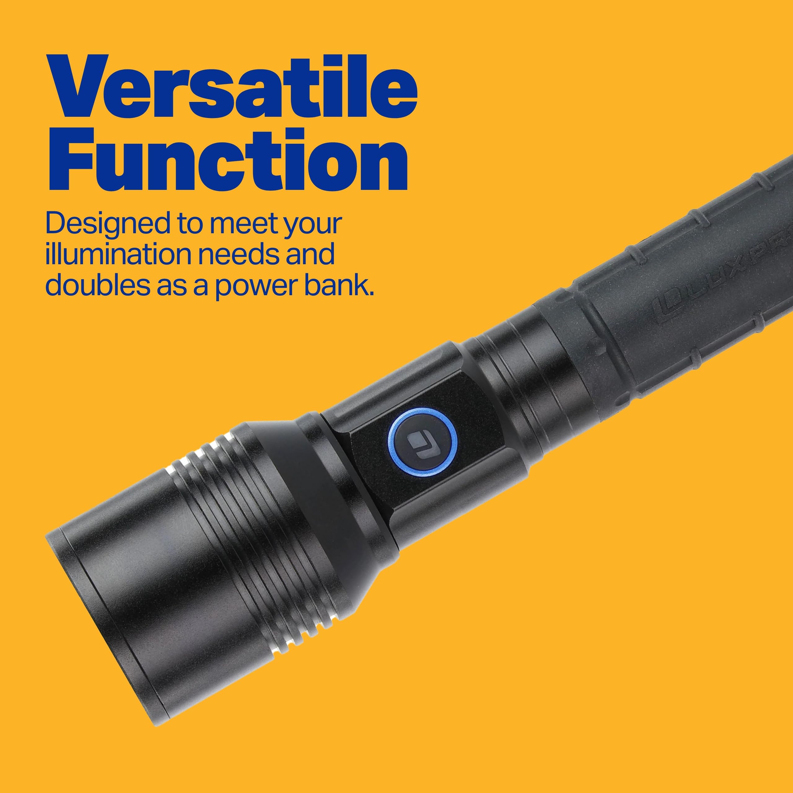 Rechargeable LUXPRO XP1105 Dual-Power LED Flashlight - Bright Flashlight with Power Bank - Features Ergonomic Grip & LPE Optics
