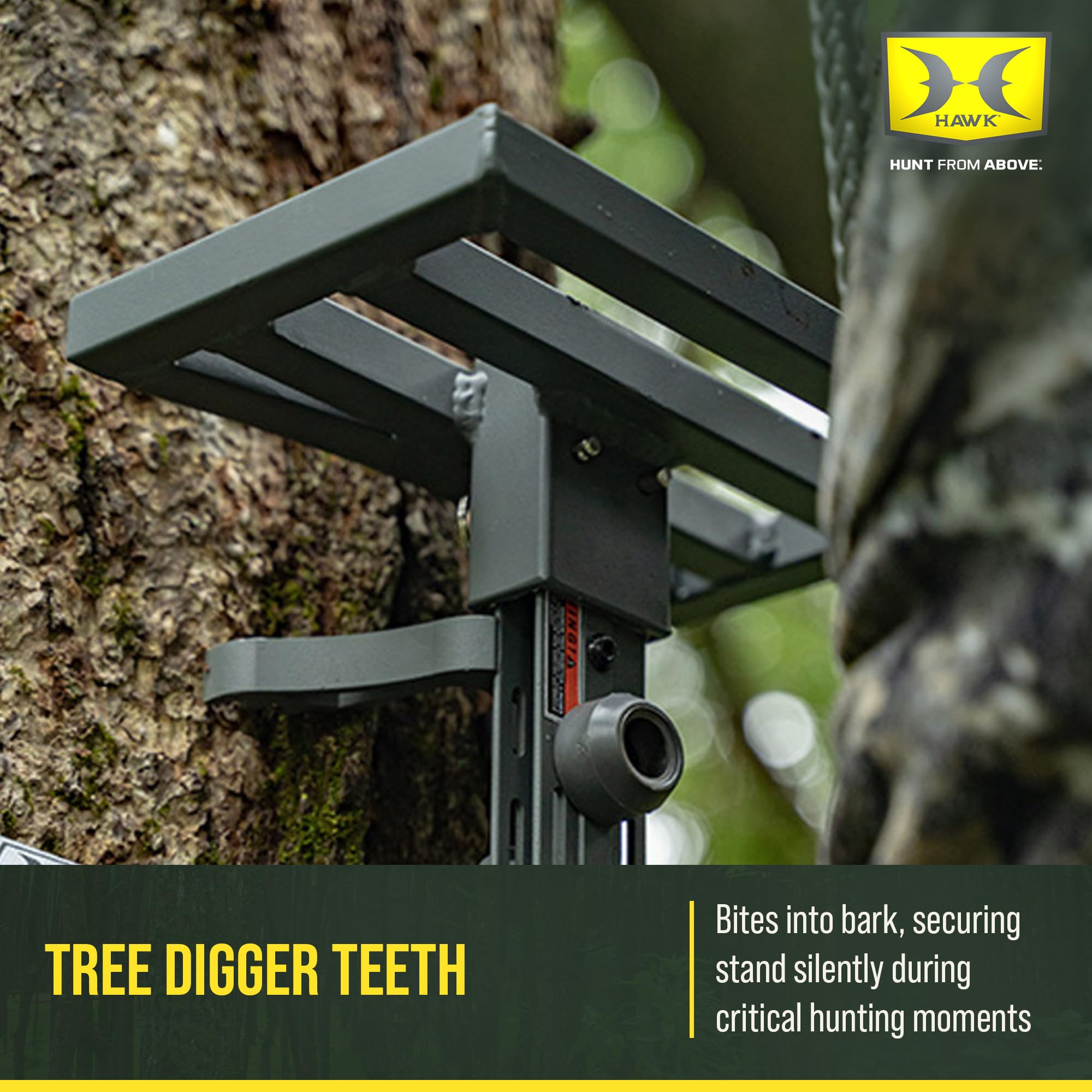 Hawk Lightweight Tree Stand, Small Platform Hunting Gear Mounts to Helium Sticks, Foot Rest for Mobile Hunters, Quiet Step, 10 x 6 Inch