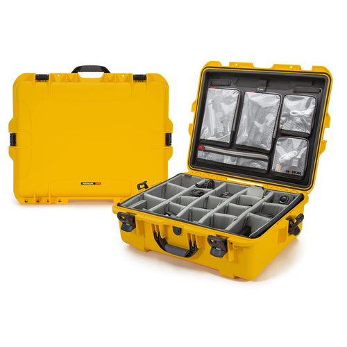 Waterproof Nanuk 945 Hard Case with Lid Organizer and Padded Divider - Yellow