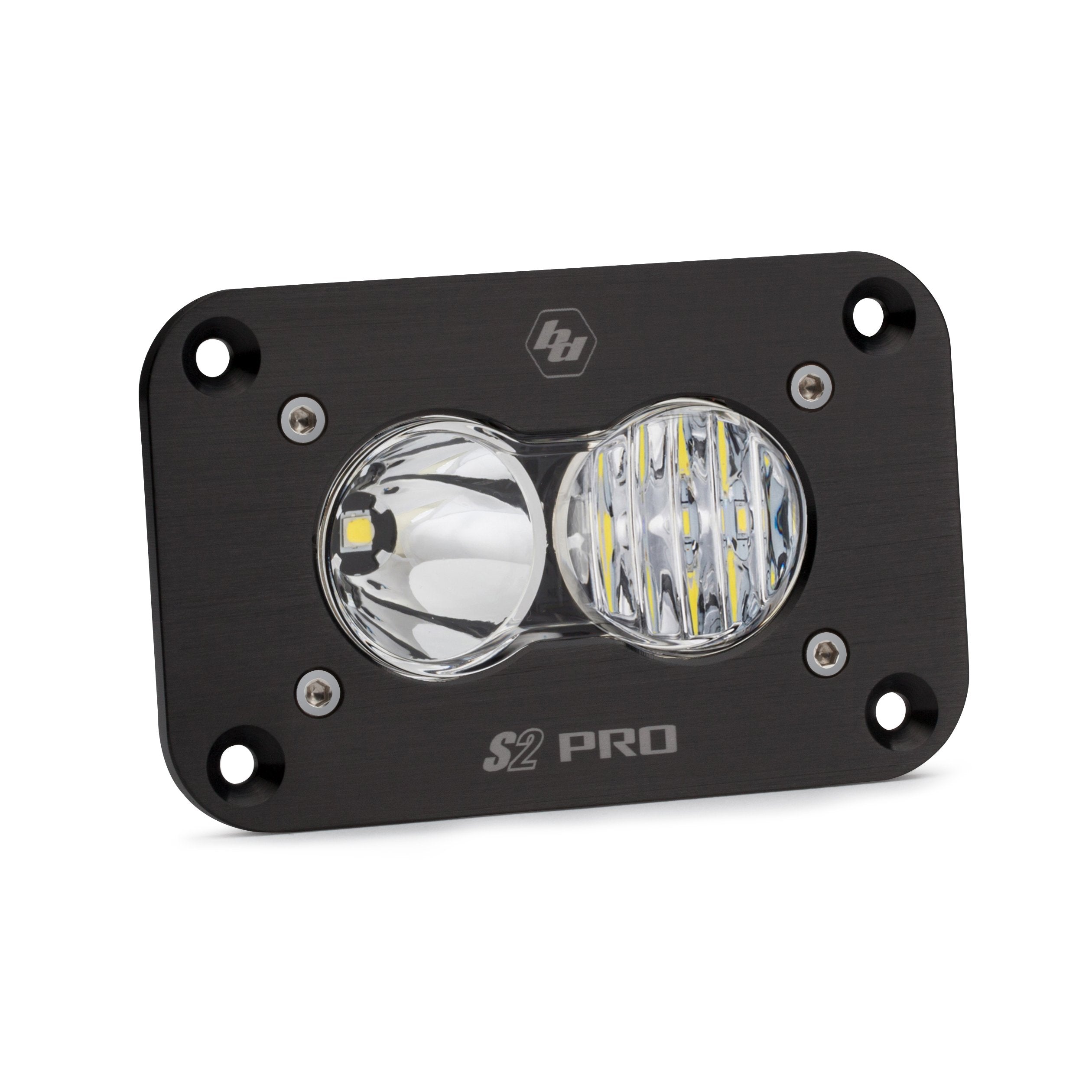 Baja Designs Flush Mount S2 Pro Black LED Auxiliary Light Pod (Driving Combo; Clear)