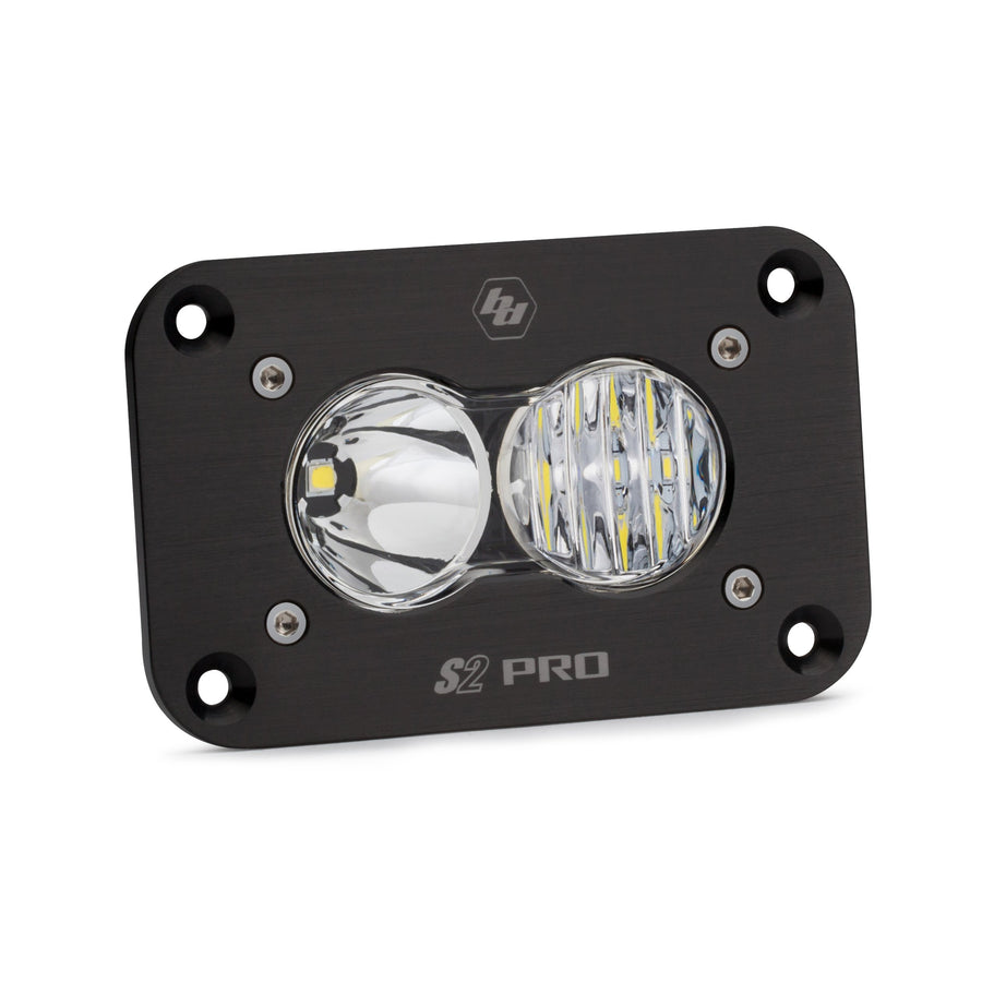 Baja Designs Flush Mount S2 Pro Black LED Auxiliary Light Pod (Driving Combo; Clear)