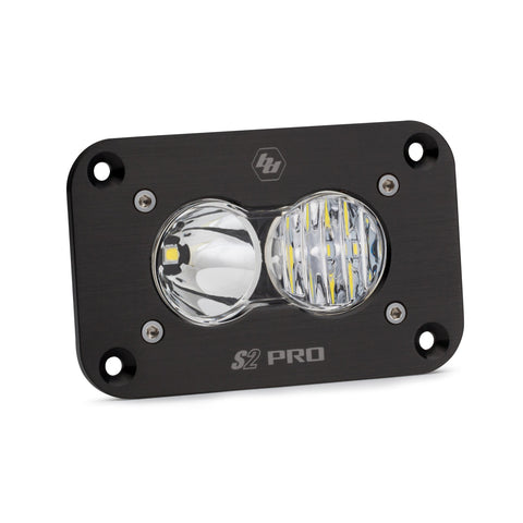 Baja Designs Flush Mount S2 Pro Black LED Auxiliary Light Pod (Driving Combo; Clear)