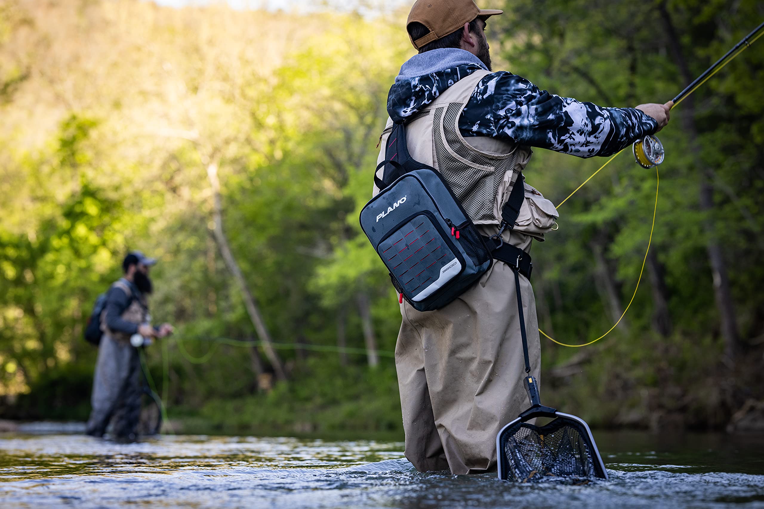 Plano 3600 Weekend Series Tackle Sling Pack, Gray with Red, Black, and White Accents, Includes 2 3600 Stowaway Organizer Boxes, Premium Tackle Storage