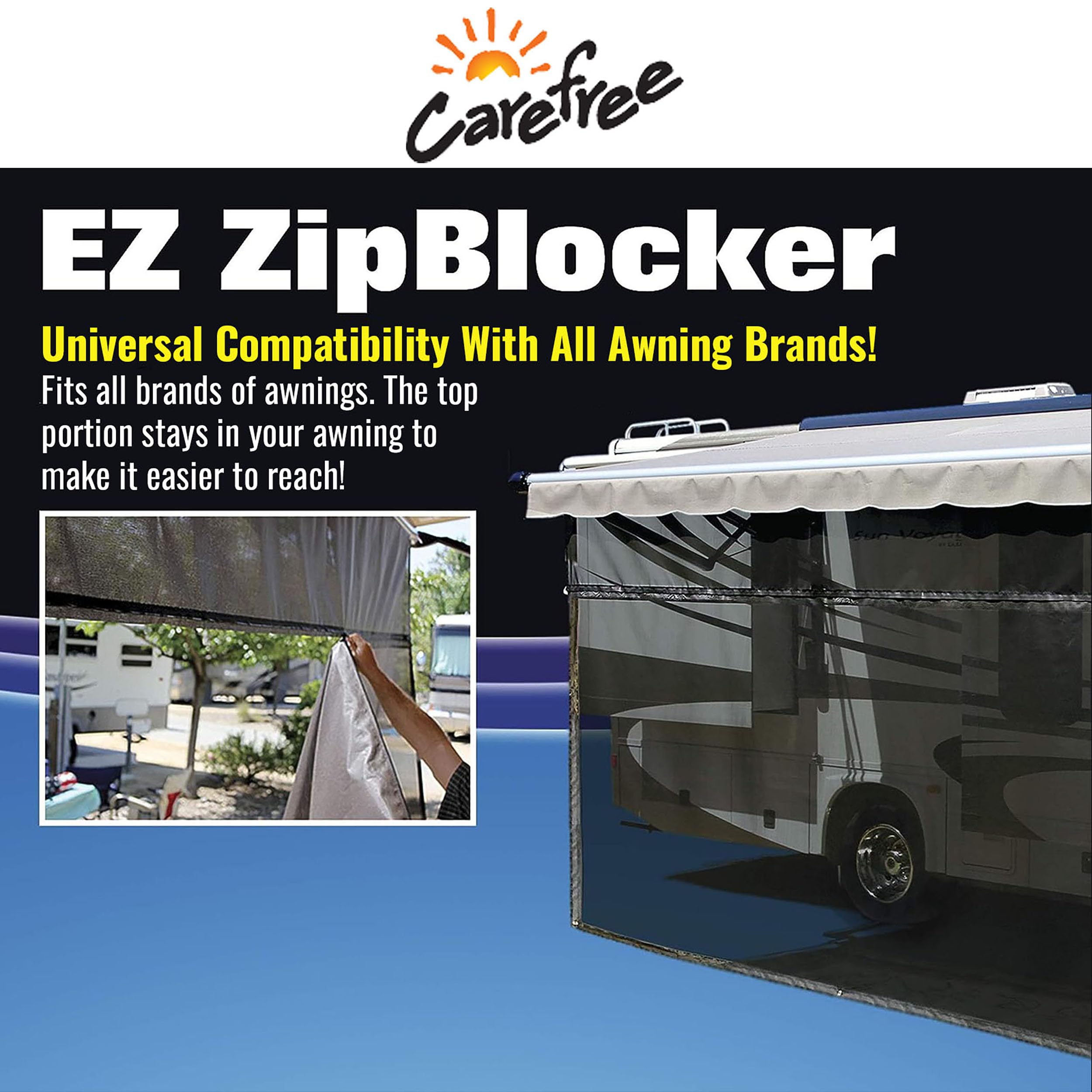 10' x 9' Drop RV Awning CAREFREE EZ ZipBlocker Black 701009ACD