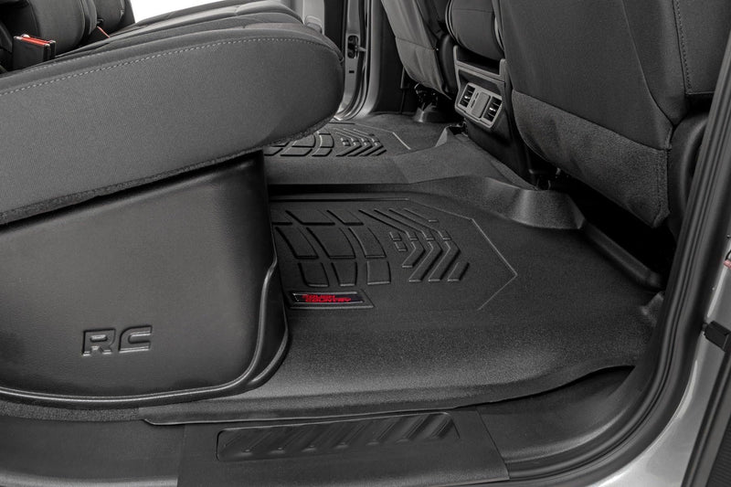 Sure-Fit Rough Country Floor Mats for Chevy Silverado & GMC Sierra 1500/2500HD/3500HD (2019-2025) Bench Seat - Waterproof, Non-Slip Flexible Floor Mat, Front & Rear Set
