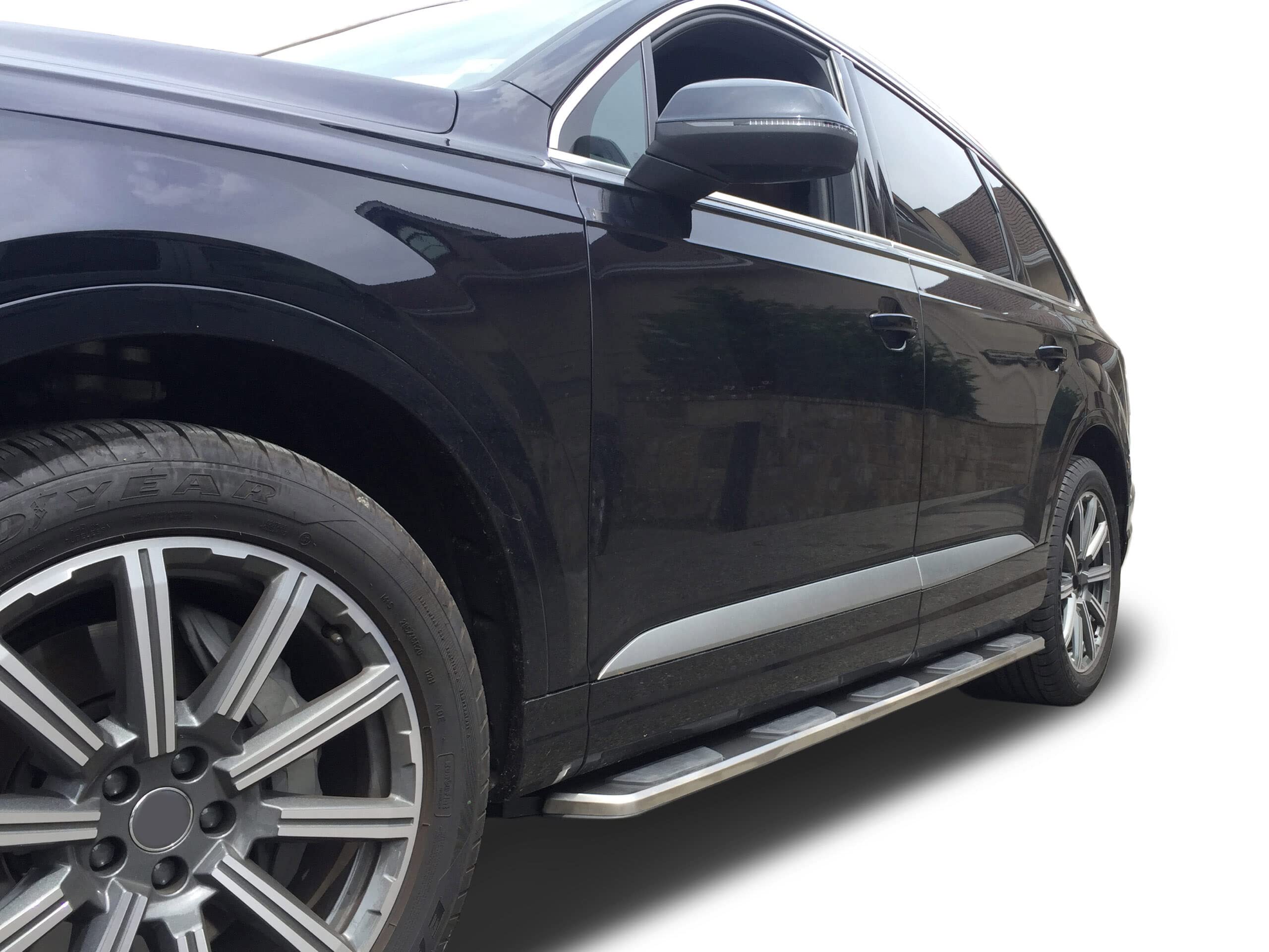 Aluminum Black Horse OEM Replica Running Boards Compatible with 2016-2019 Audi Q7