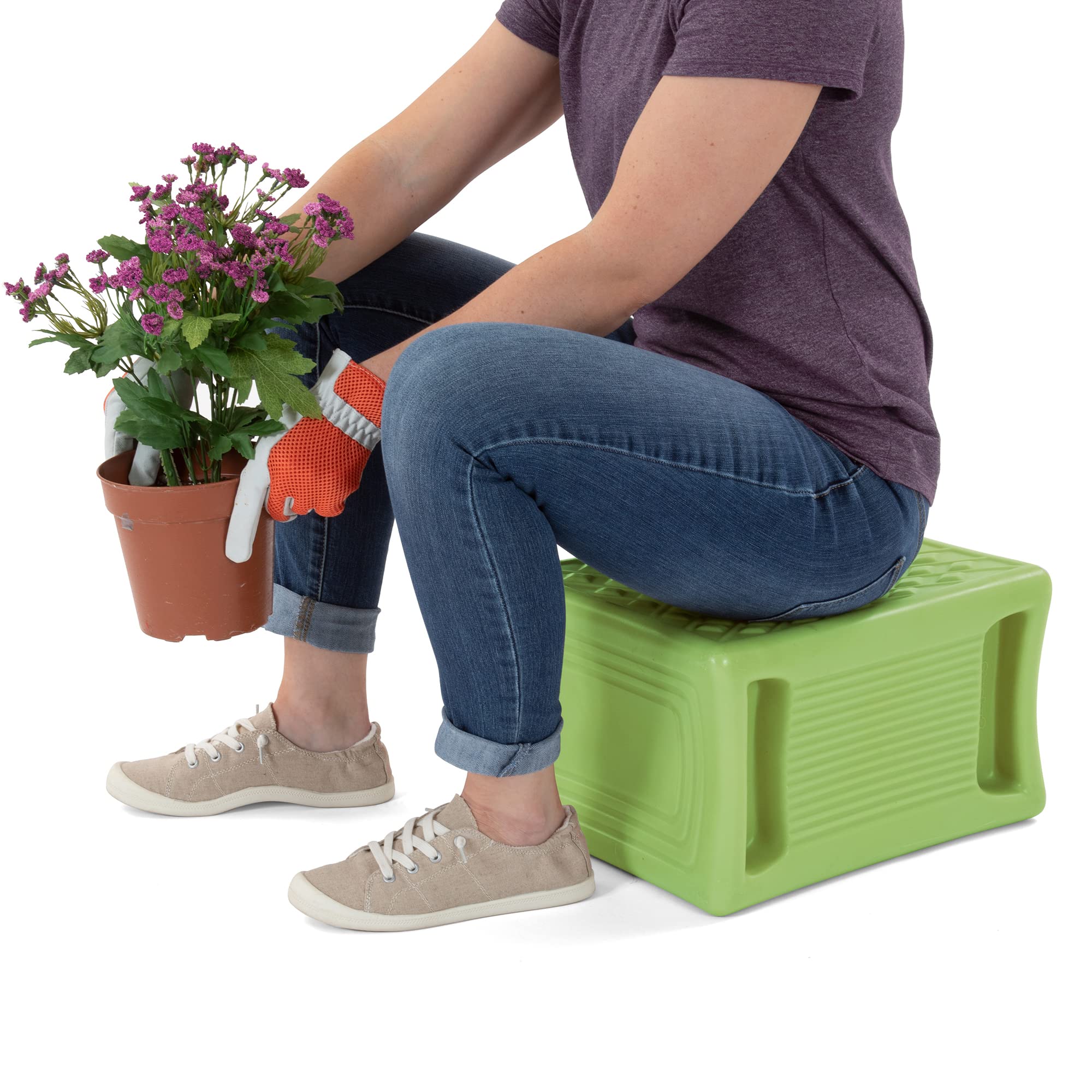 Simplay3 3-Level Handy Home Heavy Duty Work/Garden Seat - 12" x 15" x 9" - Green, Made in USA