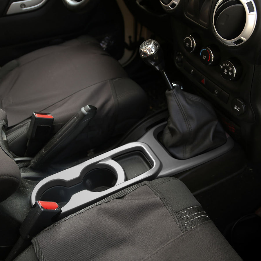 Cup Holder Trim, Rugged Ridge Center Console, Charcoal, Manual | 11157.23 | Fits 2011-2018 Jeep Wrangler JK