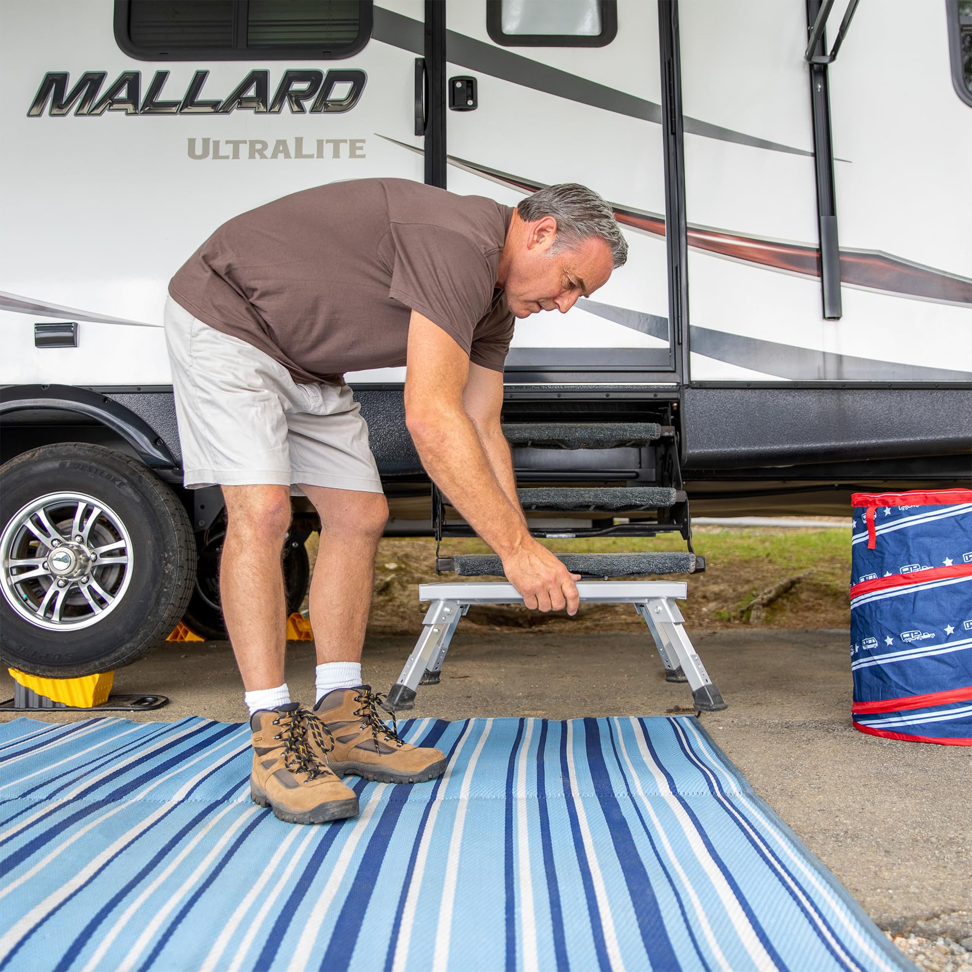 Adjustable Height Camco RV Step Stool (43676)
