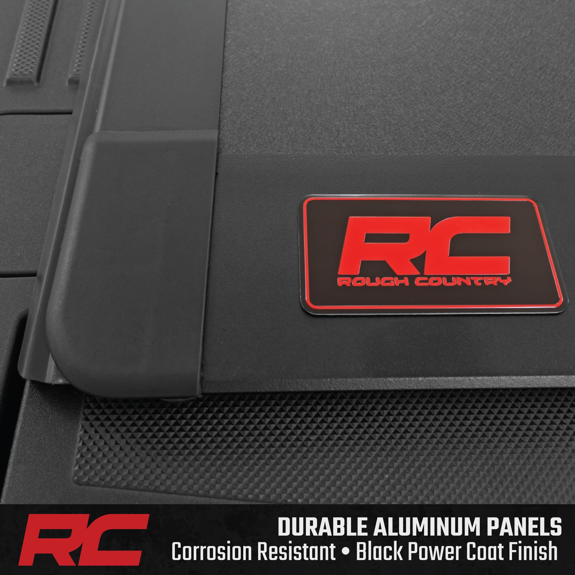 Rough Country Tonneau Cover Hard Tri-Fold for Ford F-150 (2015-2020) - Aluminum Flip-Up Bed Cover, Fits 5'7 (67.1") Short Bed