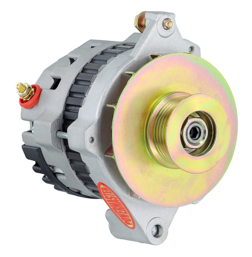 Alternator Powermaster 7466-104 Natural (CS121 "5X5" 100A 16V 6 Groove Pulley Side Bat Post Fan & Baffle 1 Wire)