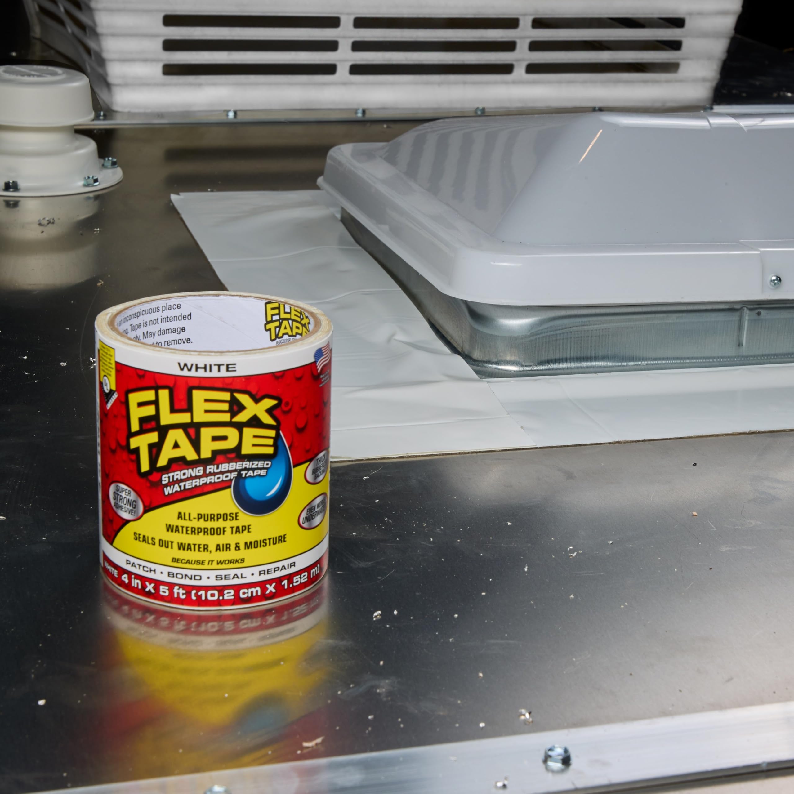 Original Flex Tape, Thick Flexible Rubberized Waterproof Tape - Seal and Patch Leaks, Works Underwater, Indoor Outdoor - Home RV Roof Plumbing and Pool Repairs, White, 8 in x 5 ft, Pack of 1