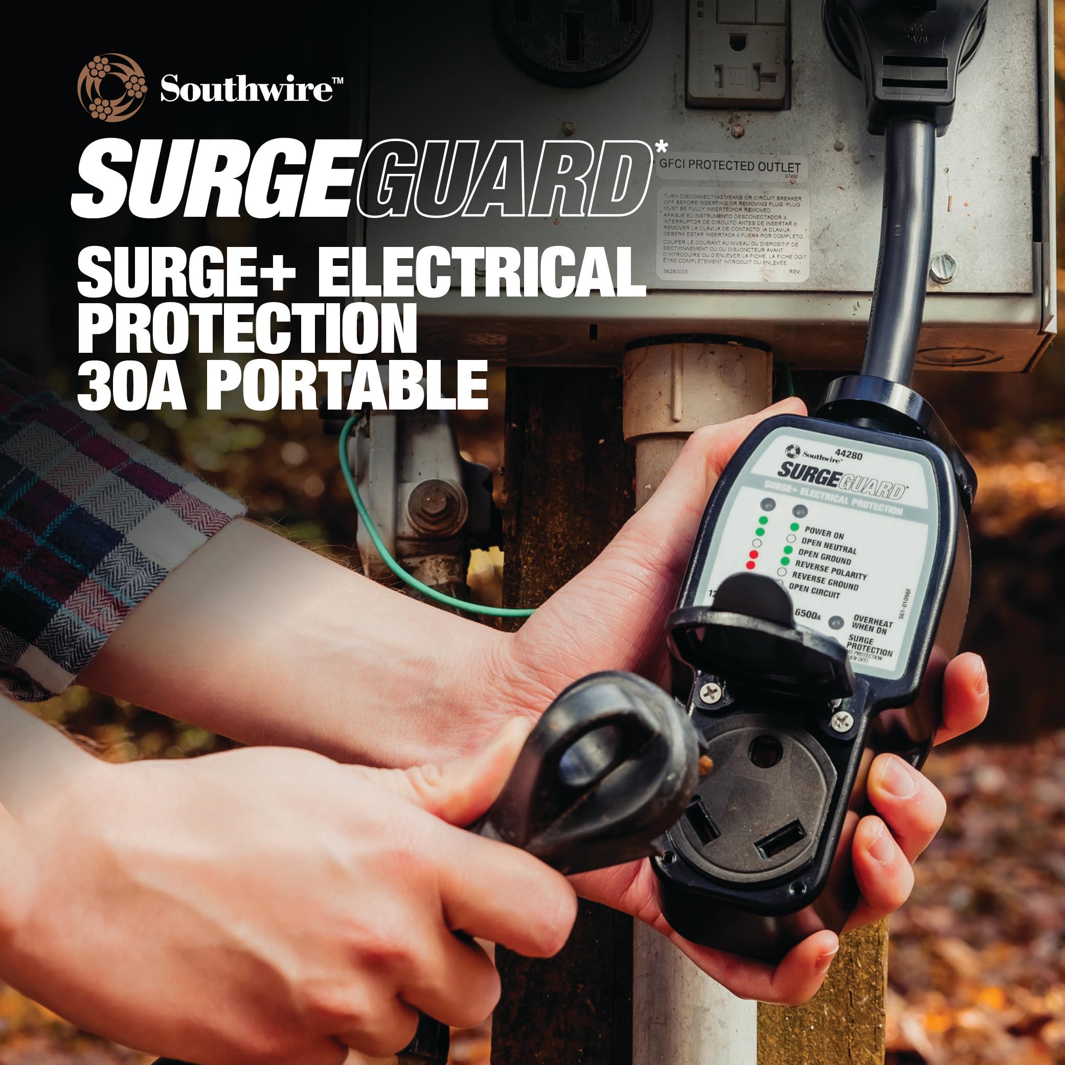 Surge Guard Southwire 30 Amp Portable RV Surge Protector with Enhanced Diagnostics, 2100 Joules, 44280