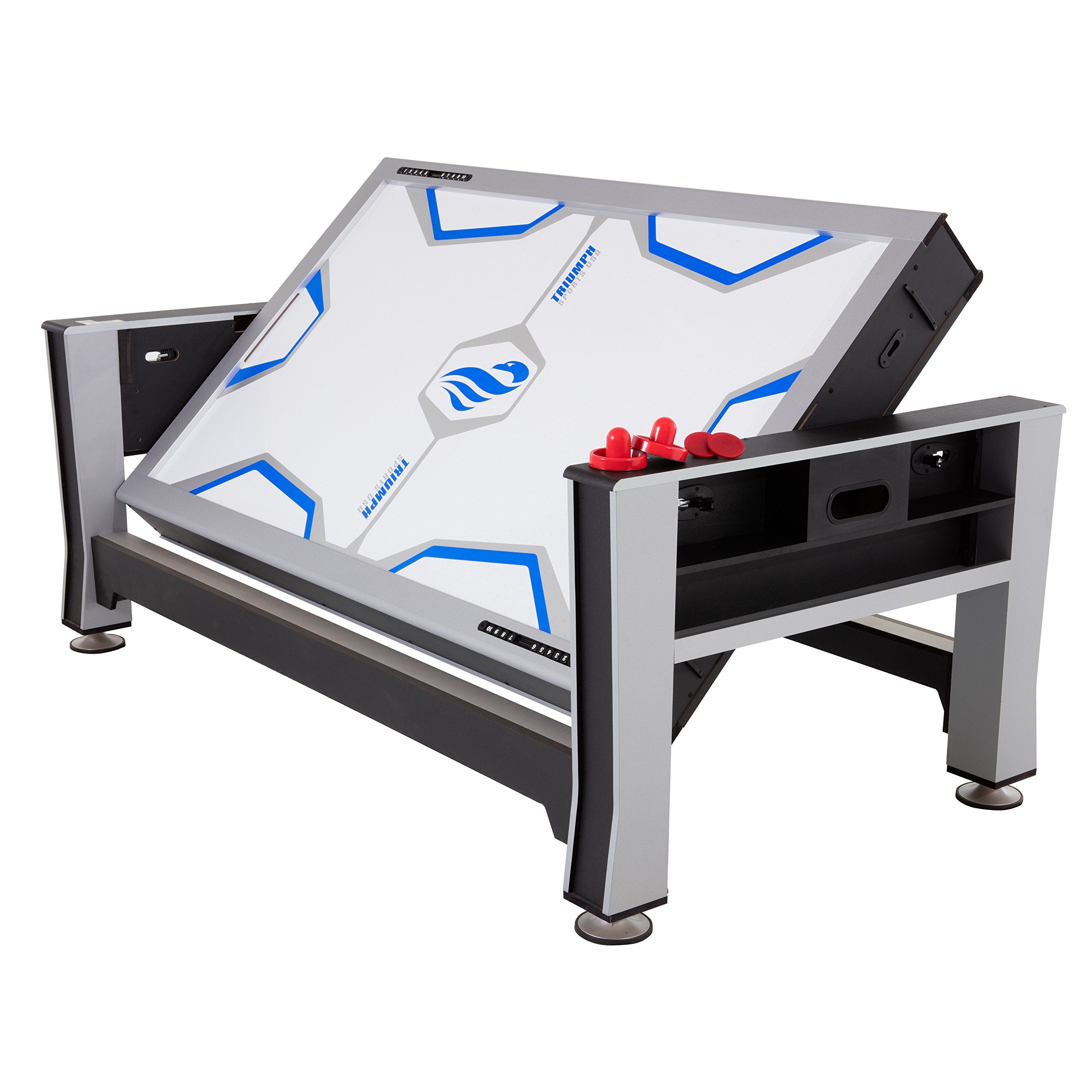 3-in-1 Triumph Rotating 7' Swivel Multigame Table - Air Hockey, Billiards/Pool, and Table Tennis - All Accessories Included