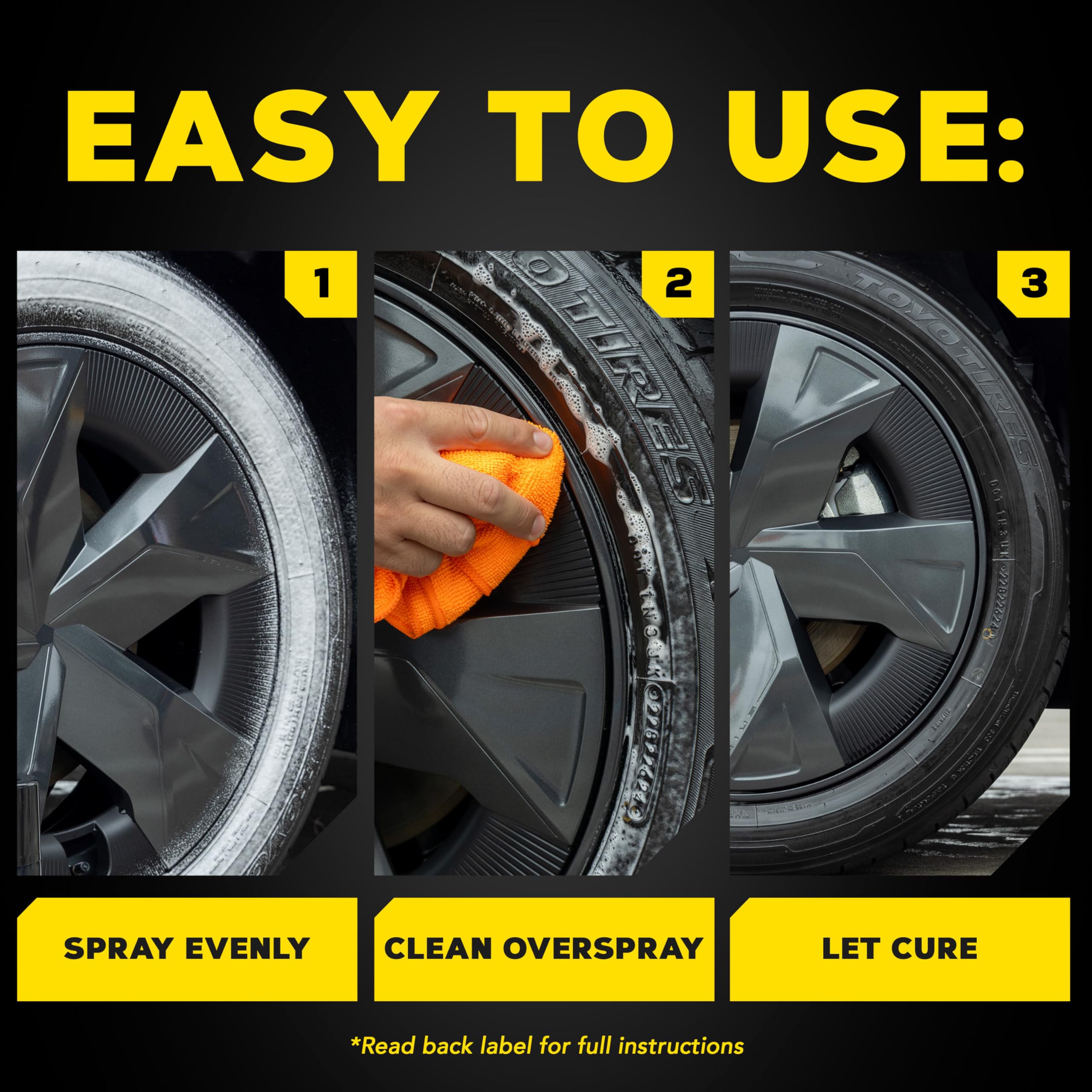 Hot Shine Meguiar's Tire Foam, High Gloss Tire Shine That Cleans, Shines, and Protects in One Step, Deep, Black Shine with Conditioners and UV Protection, Best Gifts for Car Lovers, 19 Oz Aerosol