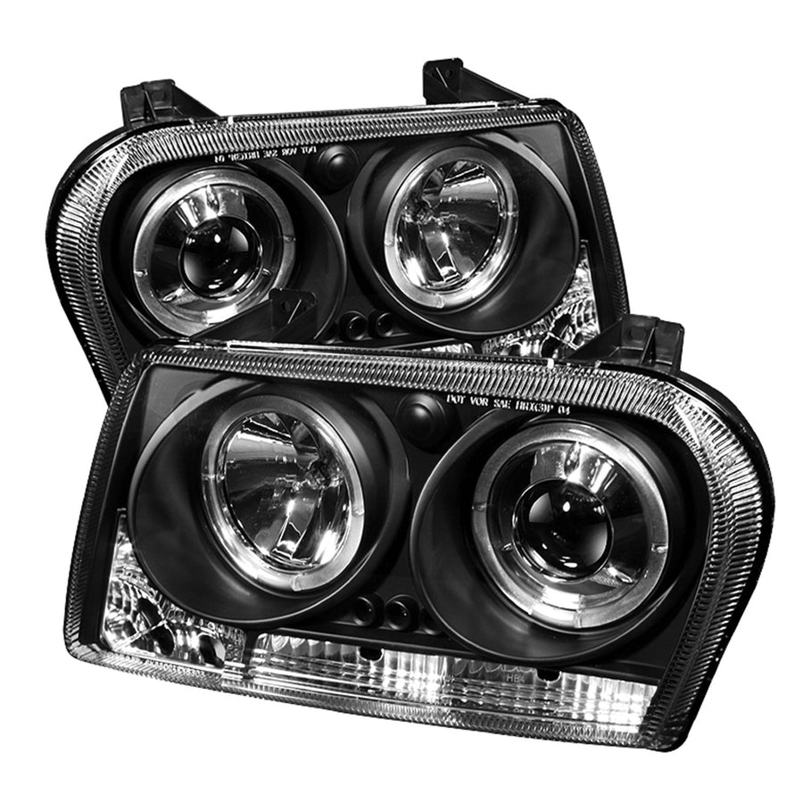 Chrysler 300 09-10 Spyder 5008008 Projector Headlights - LED Halo - LED (Replaceable LEDs) - Black - High H1 (Included) - Low 9006 (Not Included)