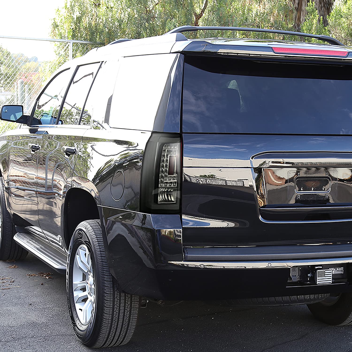 Glossy Black Smoke LED Bar Tail Lights SPEC-D TUNING Compatible with 2015-2020 GMC Yukon Denali SLE SLT, 2015-2020 GMC Yukon XL Denali SLE SLT, Left + Right Pair Assembly