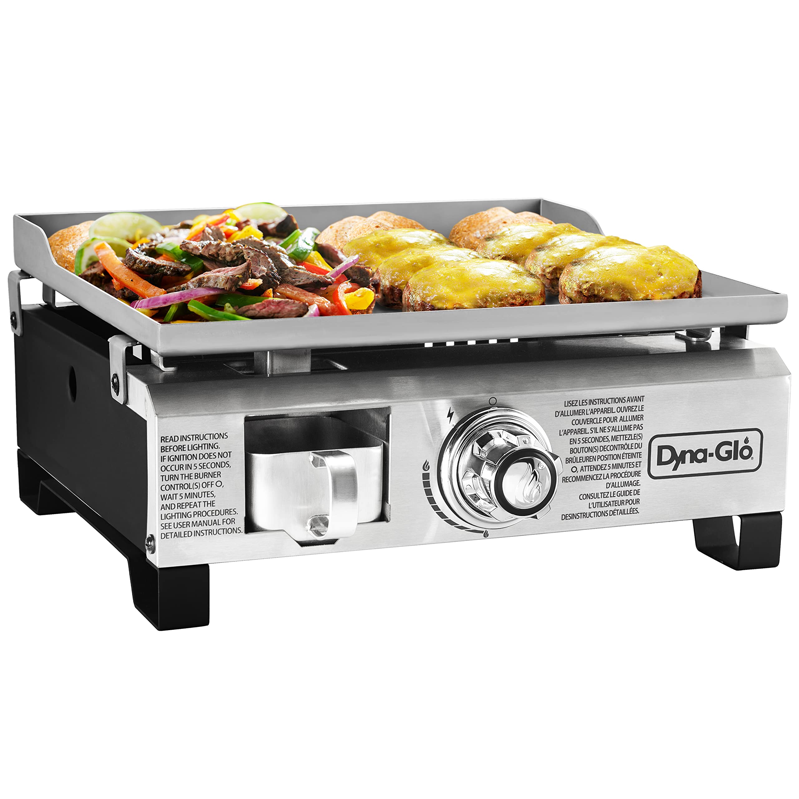 18,000 BTU Portable Liquid Propane Gas Griddle - Stainless Steel