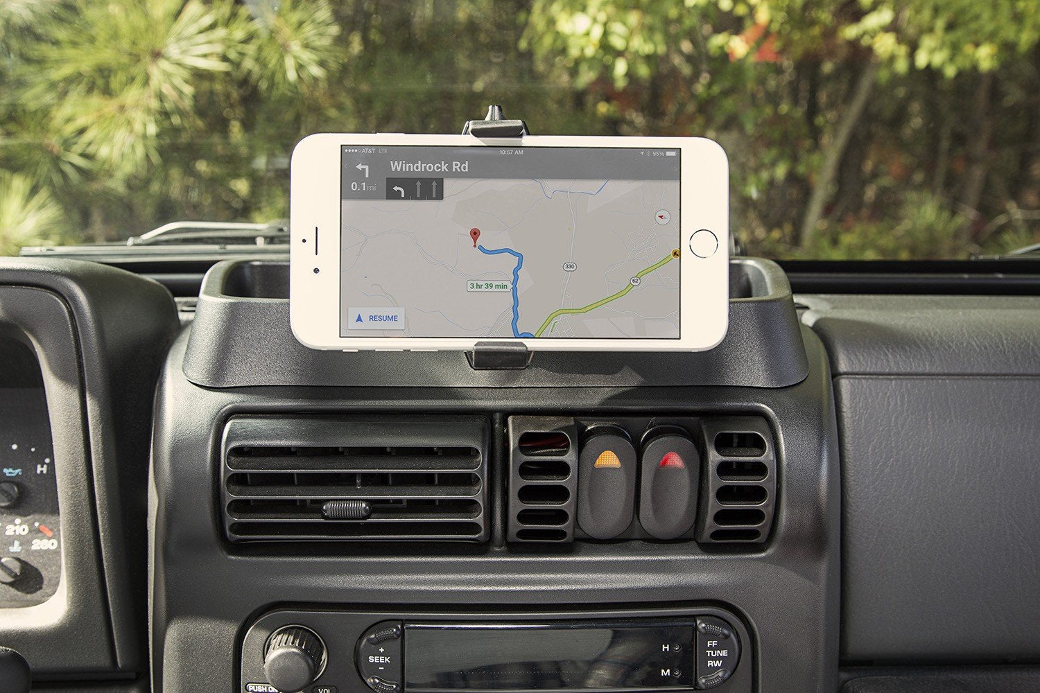 Multi-Mount Rugged Ridge Phone Holder for Jeep Wrangler TJ/LJ | Thermoplastic Olefin (TPO), Black | 13551.19 | Fits 1997-2006 Jeep Wrangler TJ/LJ