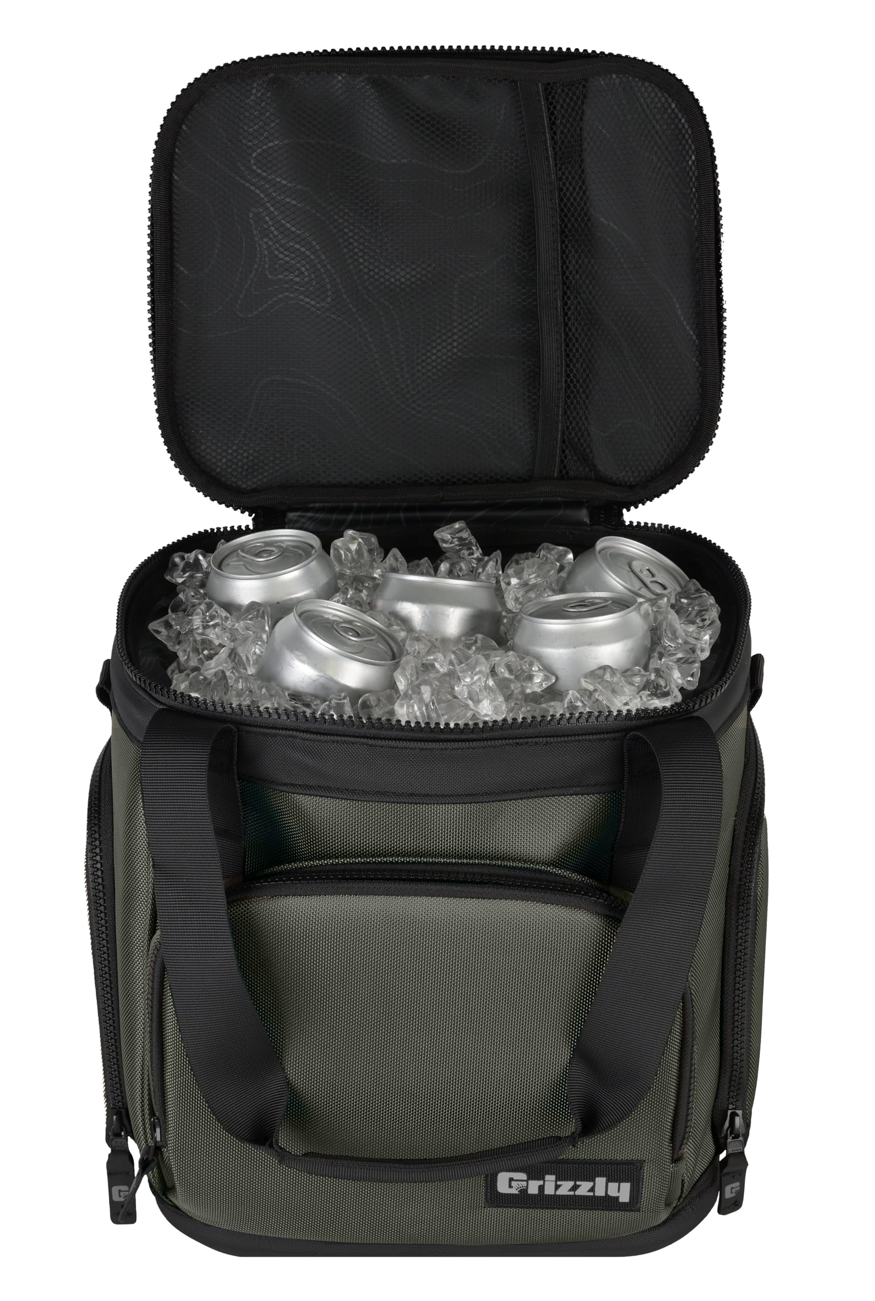 12 qt Grizzly Drifter Lunchbox |12 Flip-Top Soft Top Cooler Bag | Ice Chest for Beach Boat Camping Car Fishing Golf Hiking Hunting | Lightweight Portable Insulated Waterproof | Lunar Green