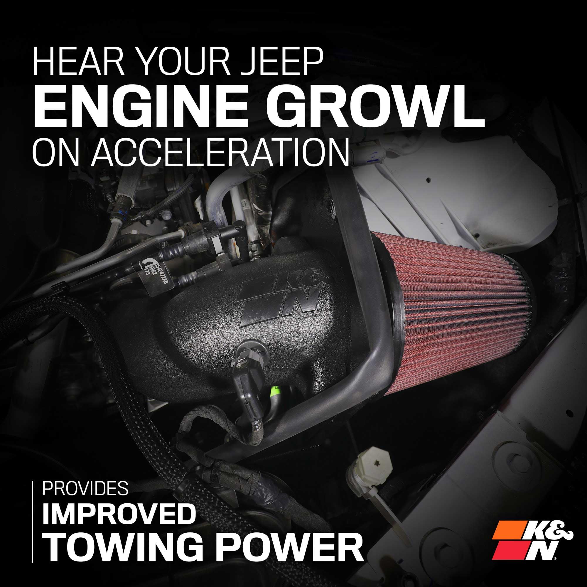 Cold Air Intake System K&N: High-Flow Air-Filter, Increase Performance & Horsepower: Compatible with 2022-2024 JEEP Grand Cherokee, 63-1595
