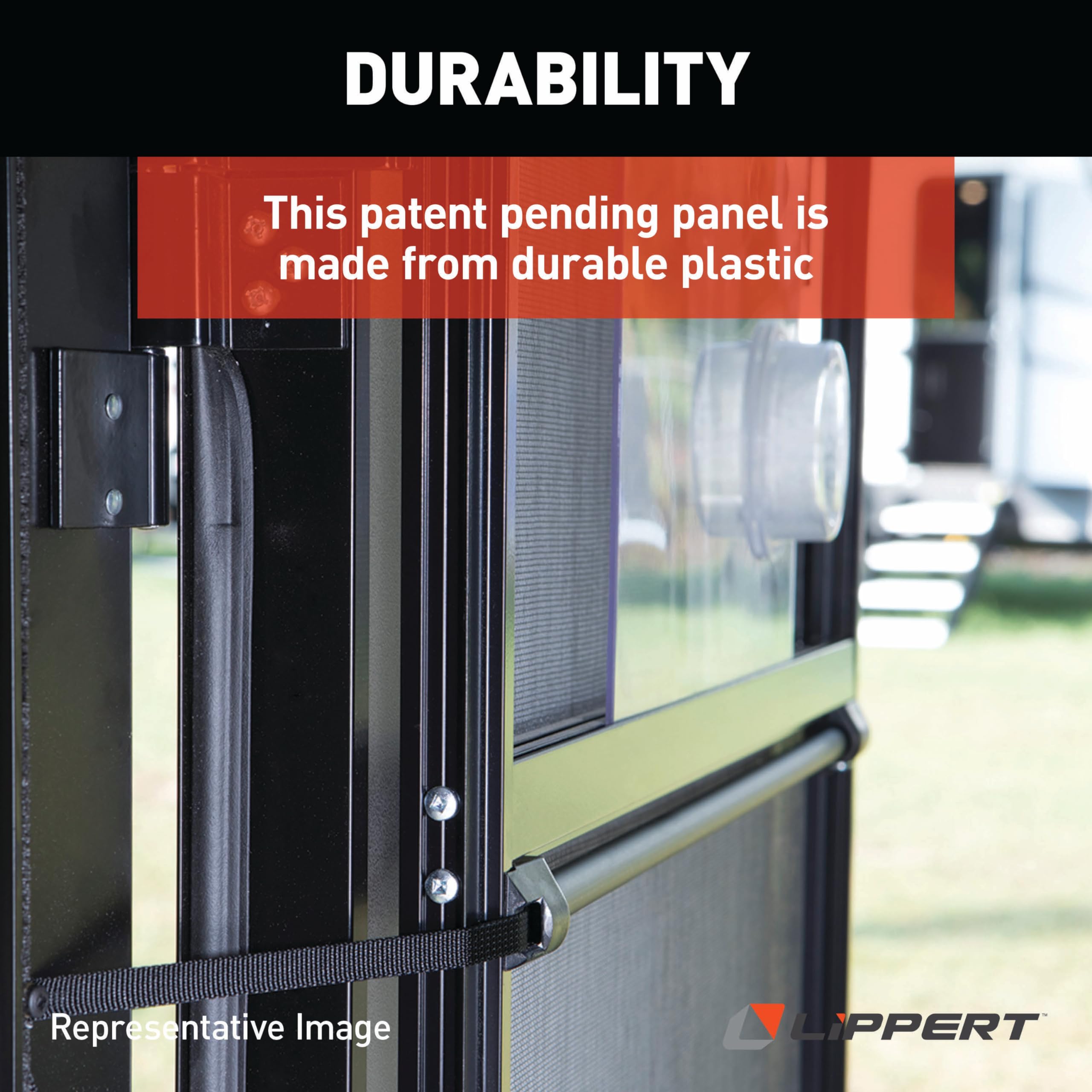 Lippert RV Replacement Screen Door Slider Panel with Push-Down Knob Opener, Easy Installation, No Assembly, Made from Durable Plastic - 239061, White