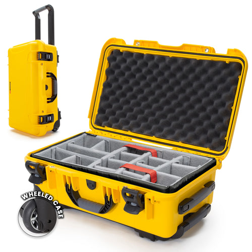 NANUK Hard Case 935 with Padded Divider – Waterproof Equipment Case with Wheels, 22” x 14” x 9” – Dustproof and Impact Resistant, Airline Carry-On Approved – Yellow