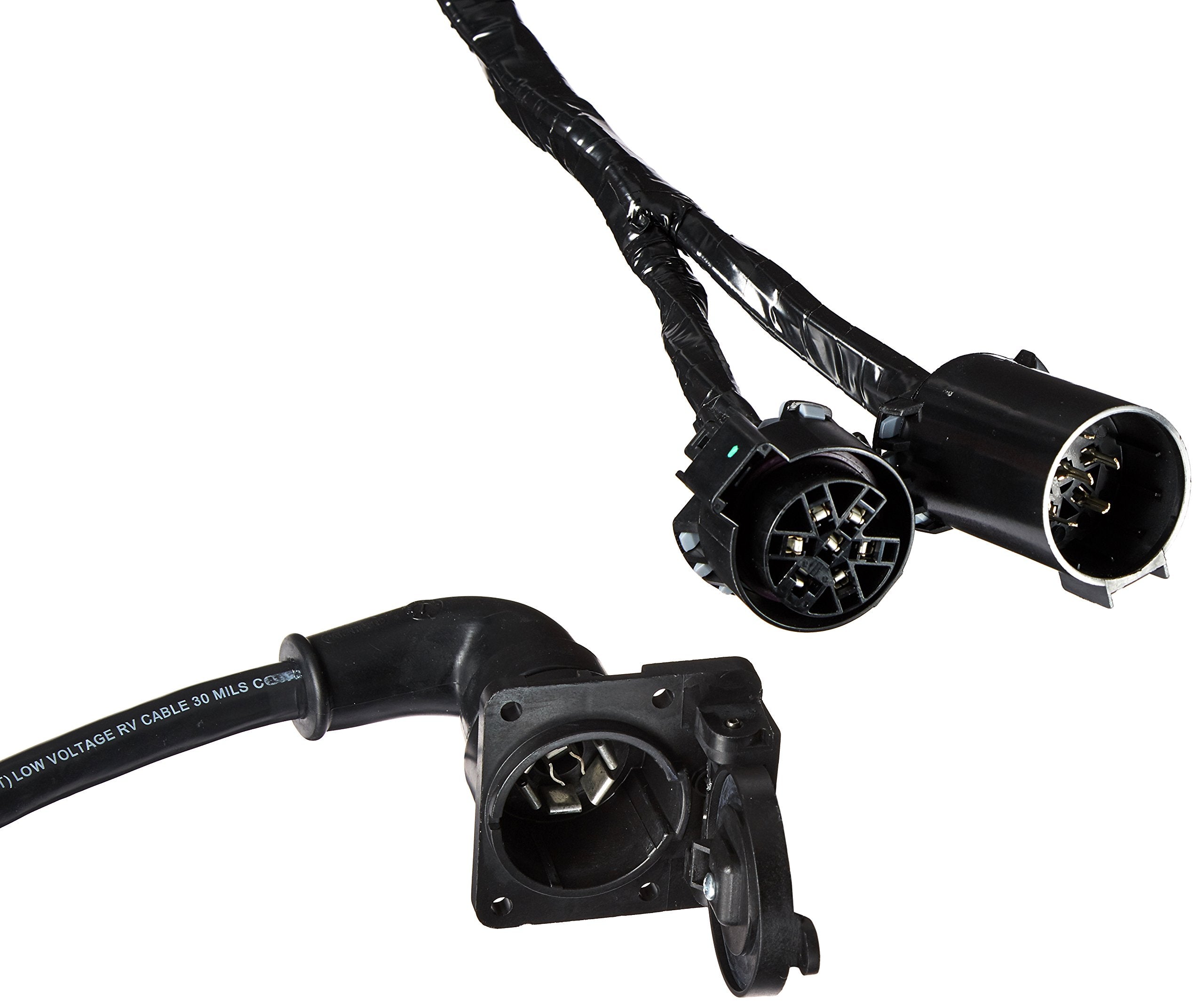 Fulton 7-Way Flat Pin Connector Assembly Fifth Wheel Adapter Harness, 9-Feet for GM, Ford, Dodge, Toyota
