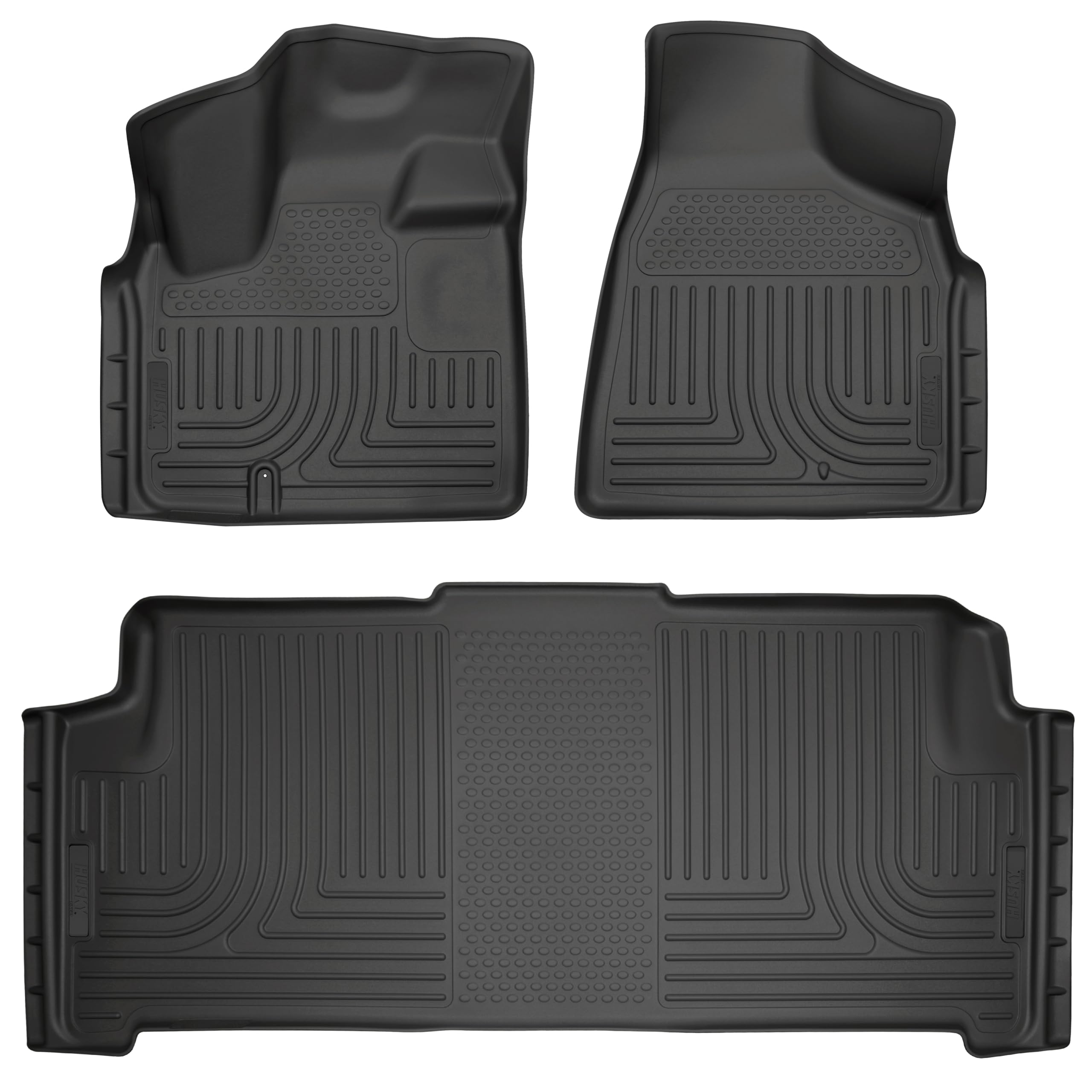 Weatherbeater Husky Liners Floor Mats | Fits 2008-2020 Dodge Grand Caravan | Front & 2nd Row, 3-pc Black - 93691