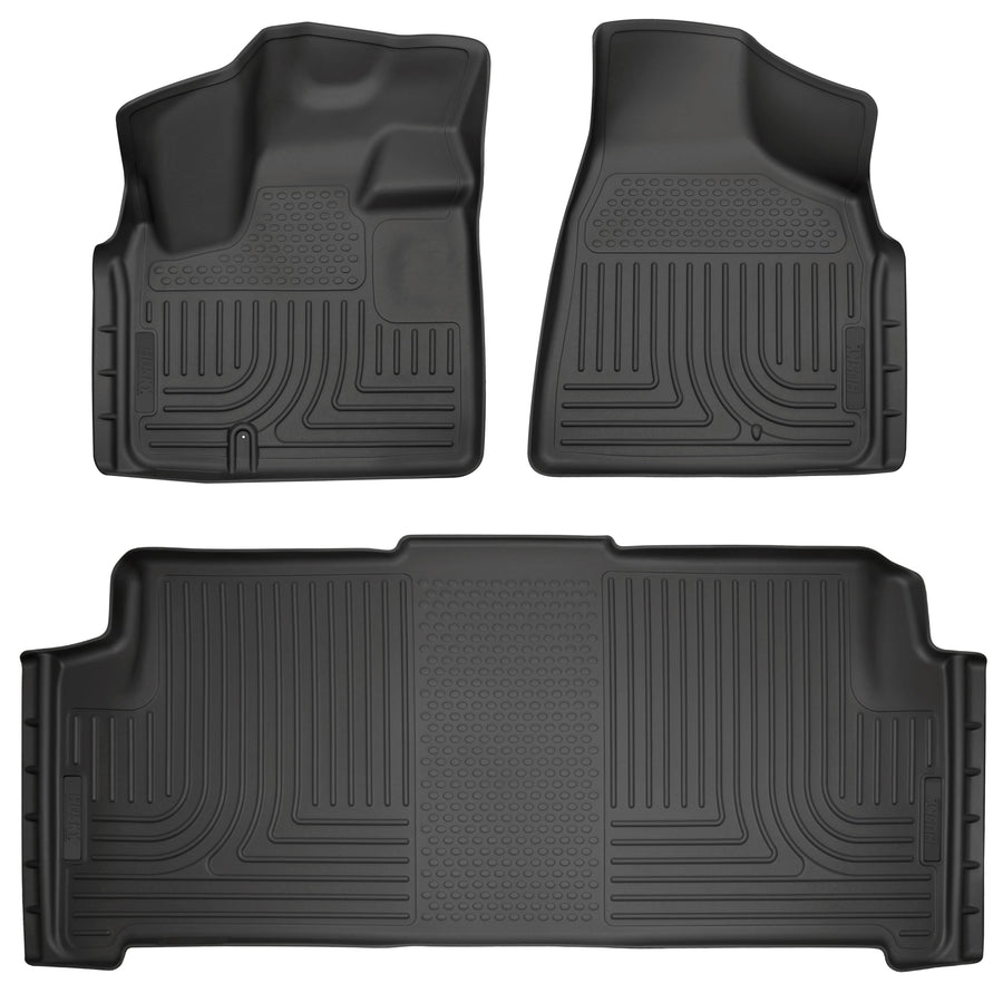 Weatherbeater Husky Liners Floor Mats | Fits 2008-2020 Dodge Grand Caravan | Front & 2nd Row, 3-pc Black - 93691