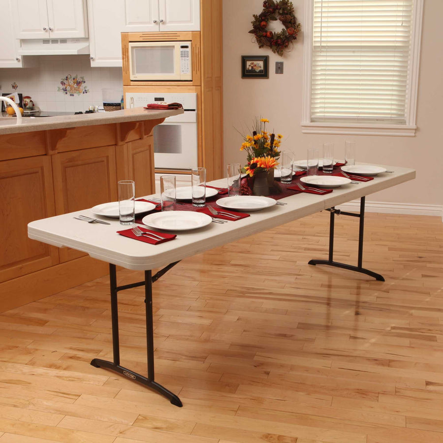 Commercial Lifetime Fold in Half Table, 8 Feet, 2 Pack, Almond