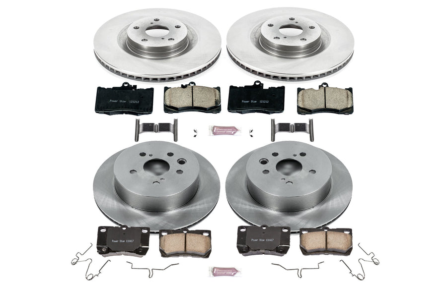 Power Stop Autospecialty KOE6356 Front and Rear Replacement Brake Kit-OE Brake Rotors & Ceramic Brake Pads