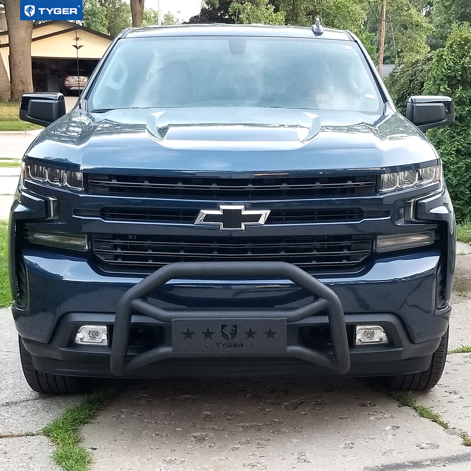 Tyger Auto TG-GD6C60508 Compatible Front Bumper Guard with 2019-2026 Chevy Silverado 1500; 2022 Silverado 1500 LTD (Not fit 2019-2021 LD) | Textured Black | Light Mount | Bull Bar