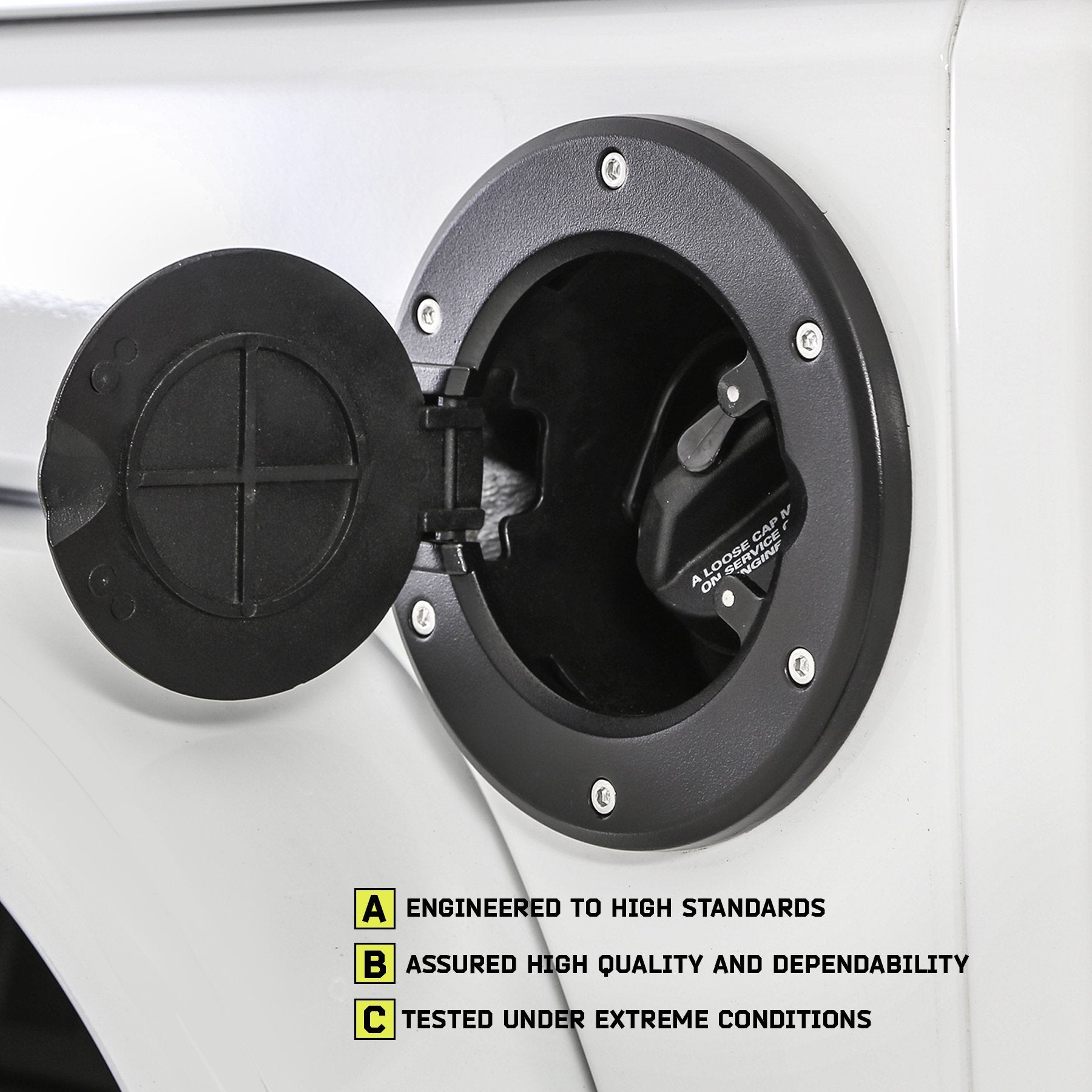 BILLET GAS COVER SmittyBilt BLACK - SB75007